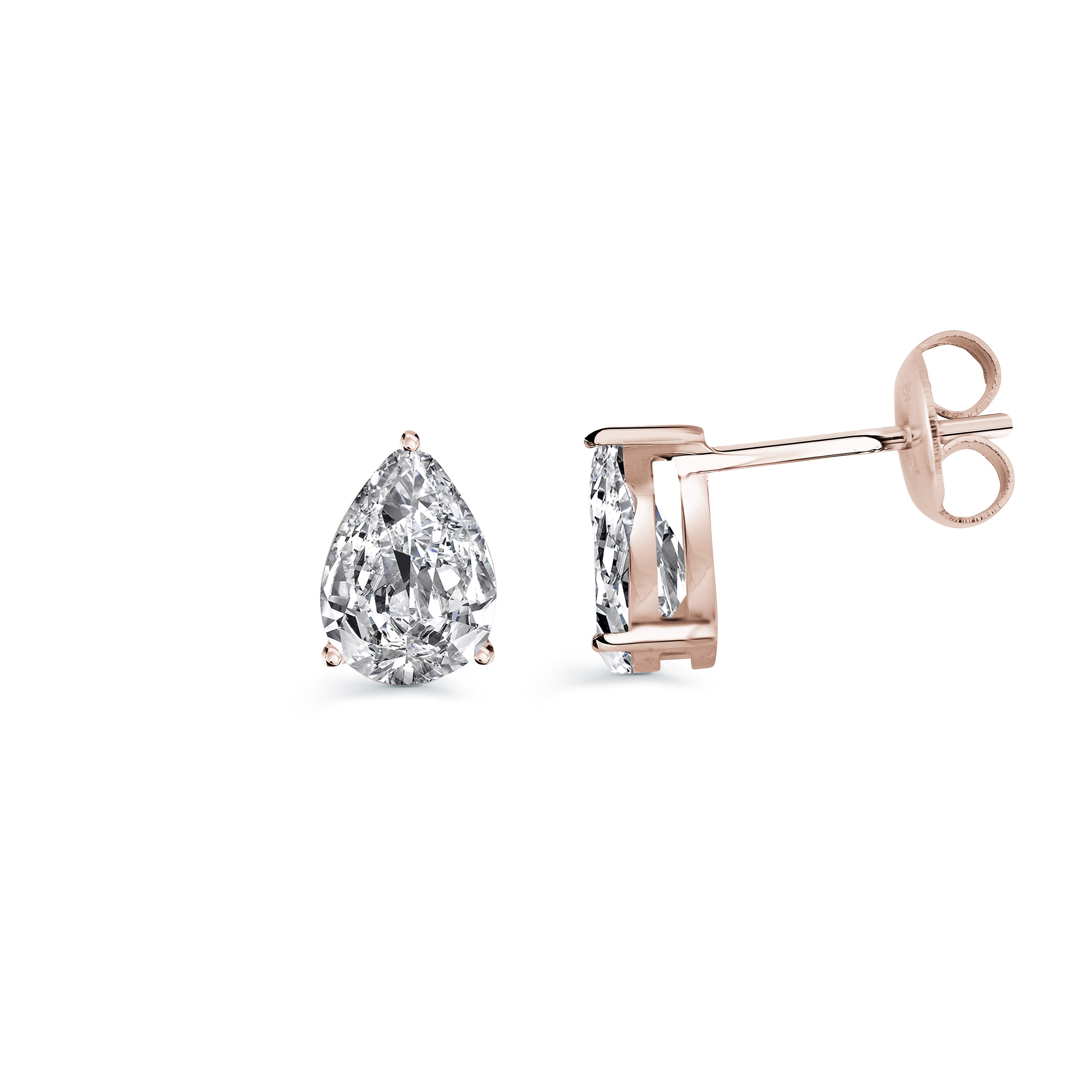 8mm Cz Pear Stud Earrings