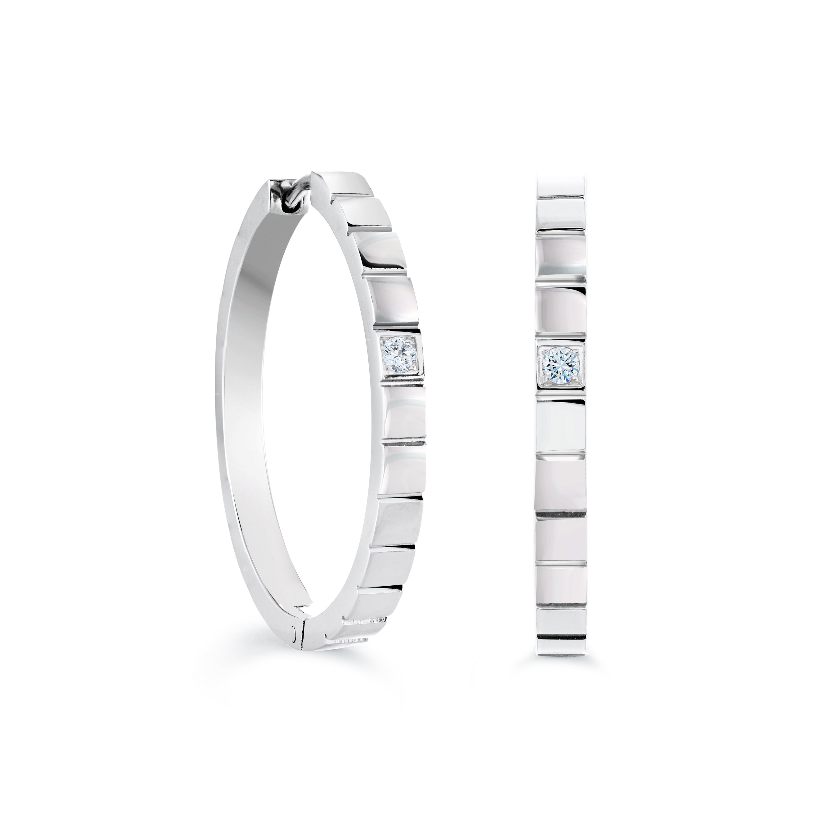 30mm Quadrant Cz Hoop Earrings
