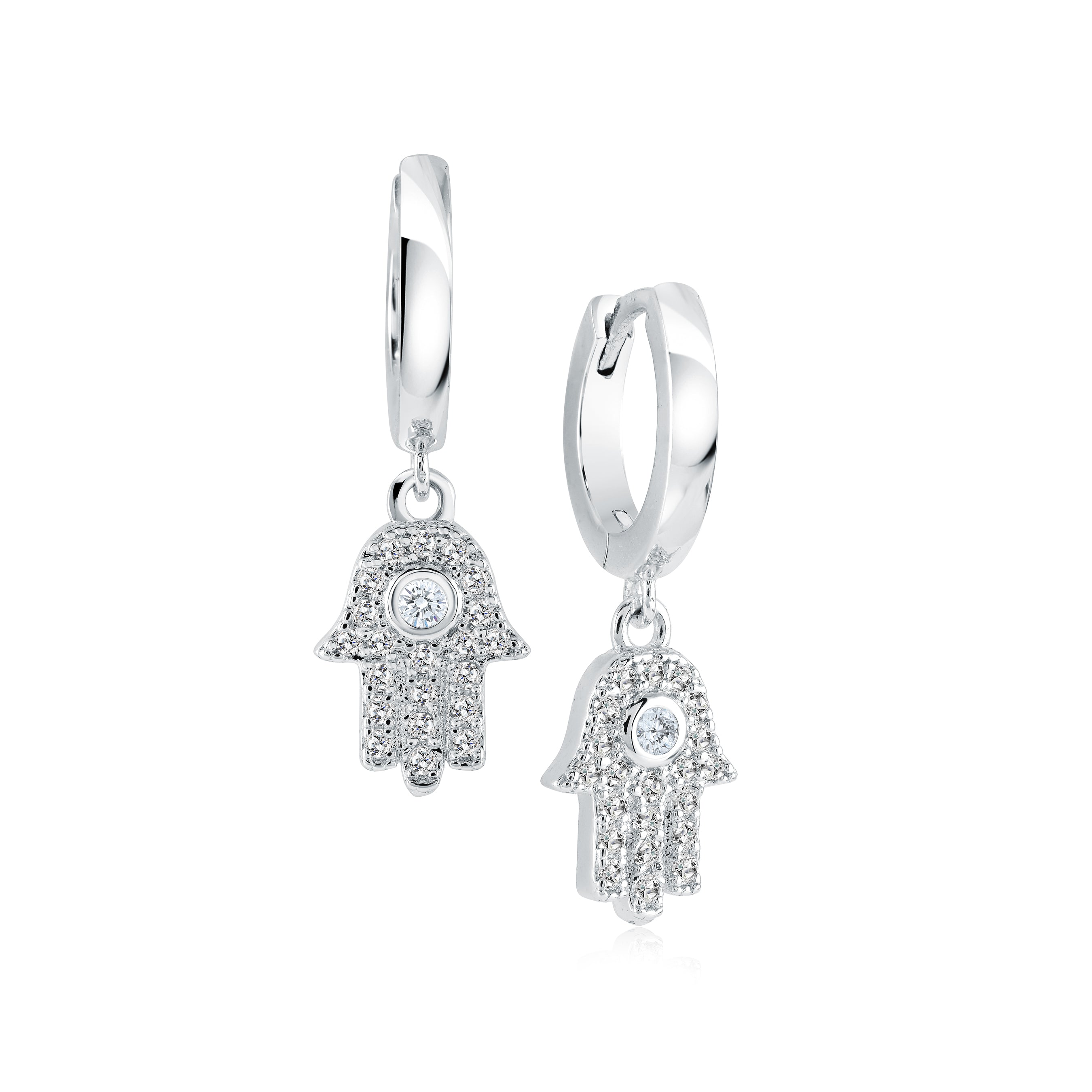 Boucles d'oreilles pendantes Hamsa Cz