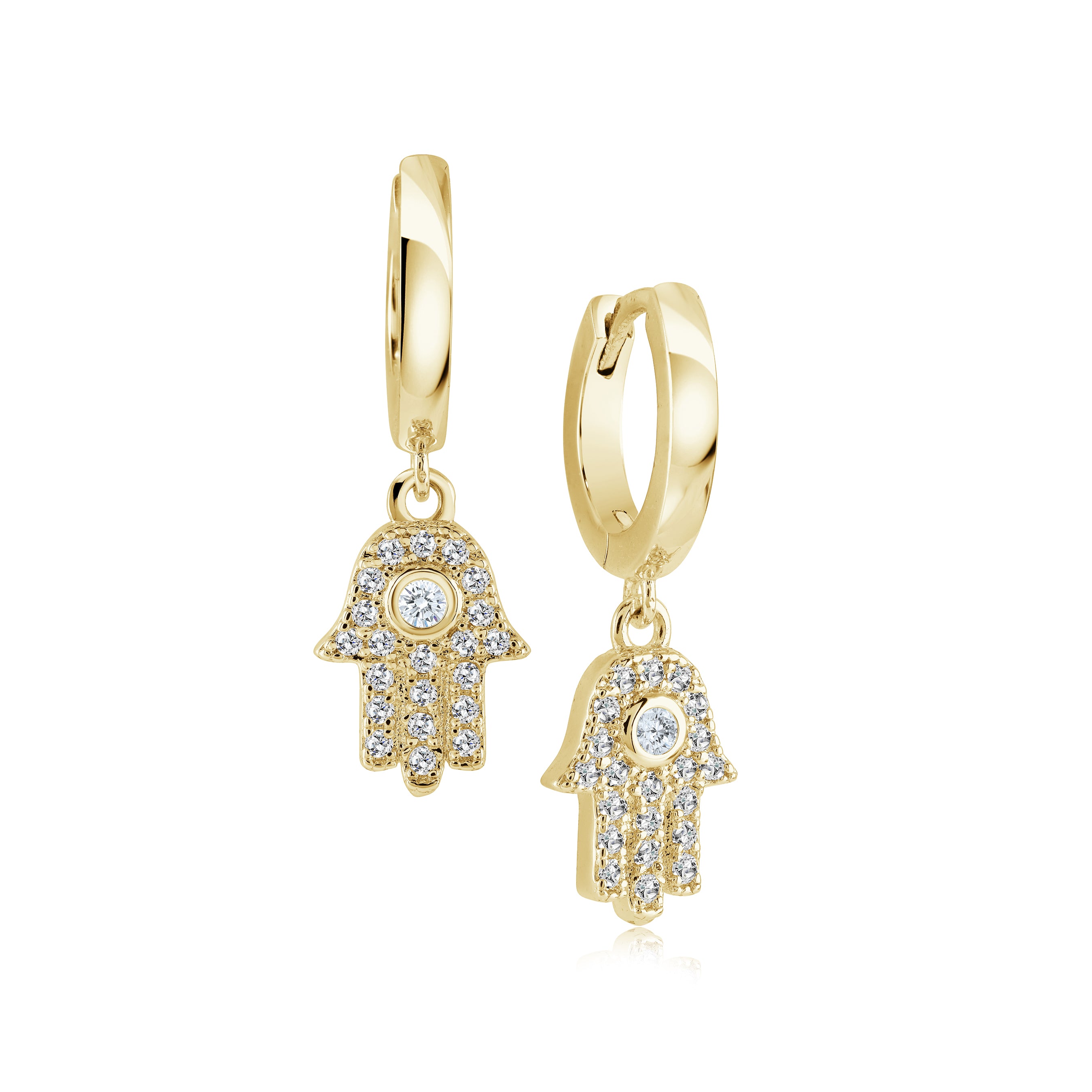 Boucles d'oreilles pendantes Hamsa Cz