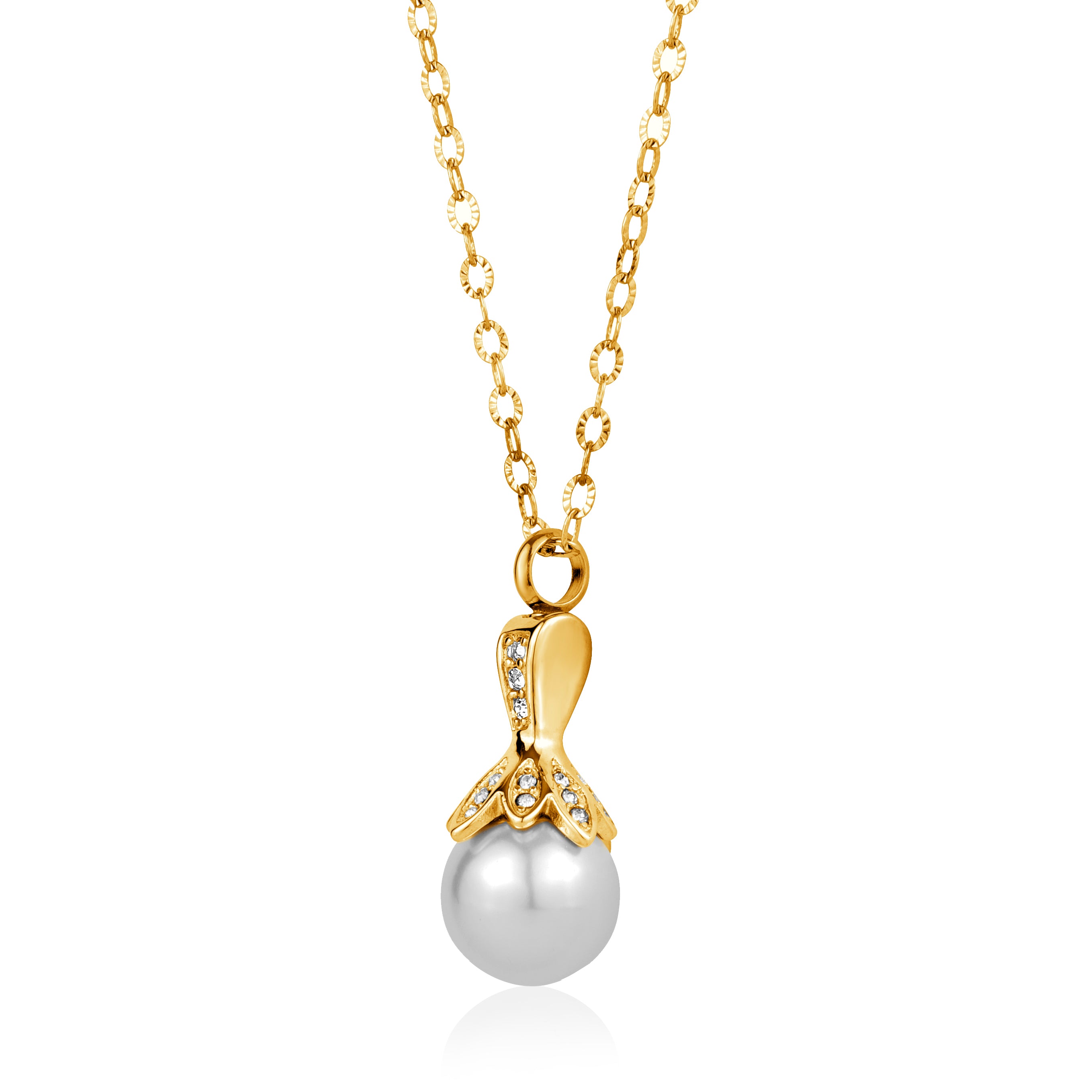 Cz Pearl Pendant Urn Necklace