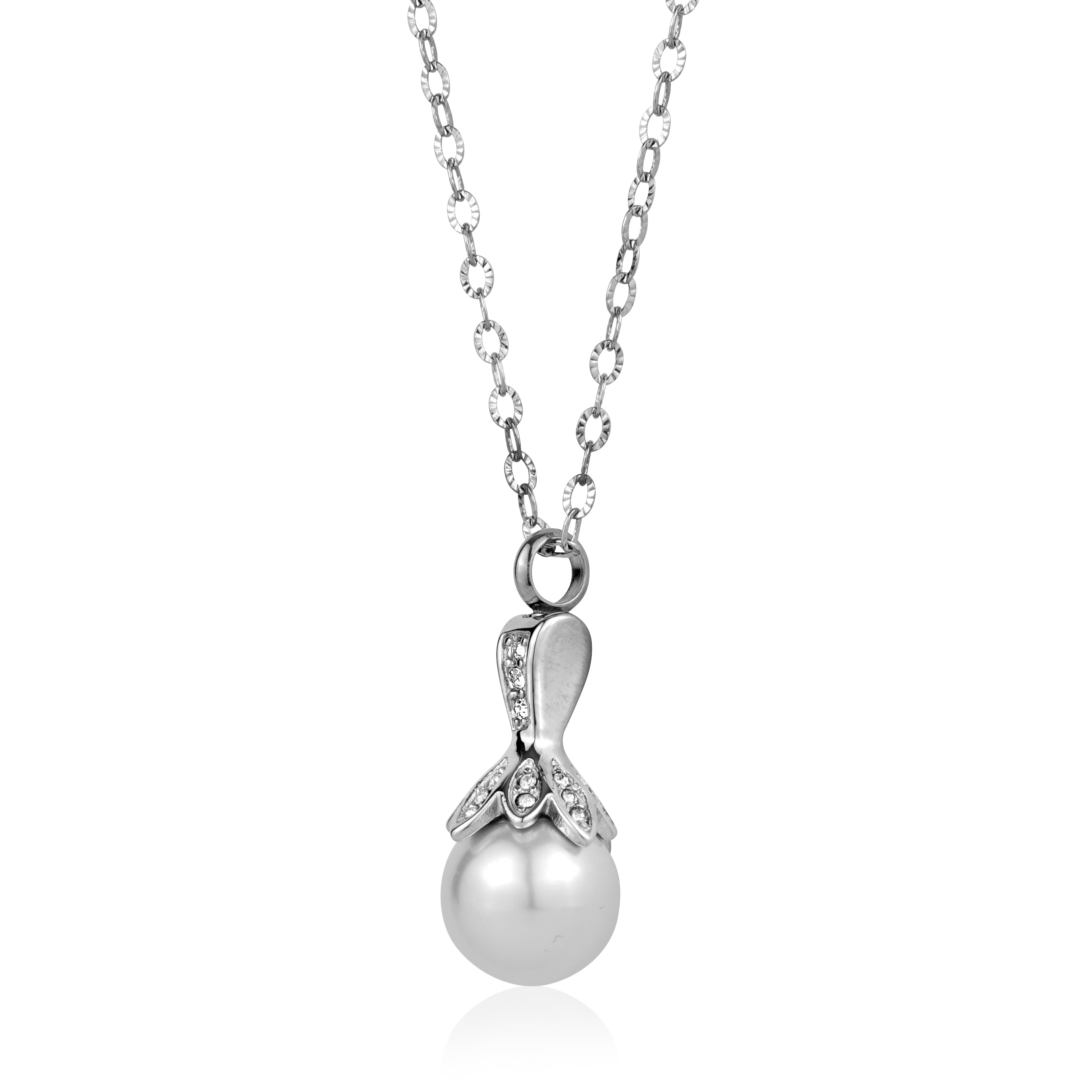 Cz Pearl Pendant Urn Necklace