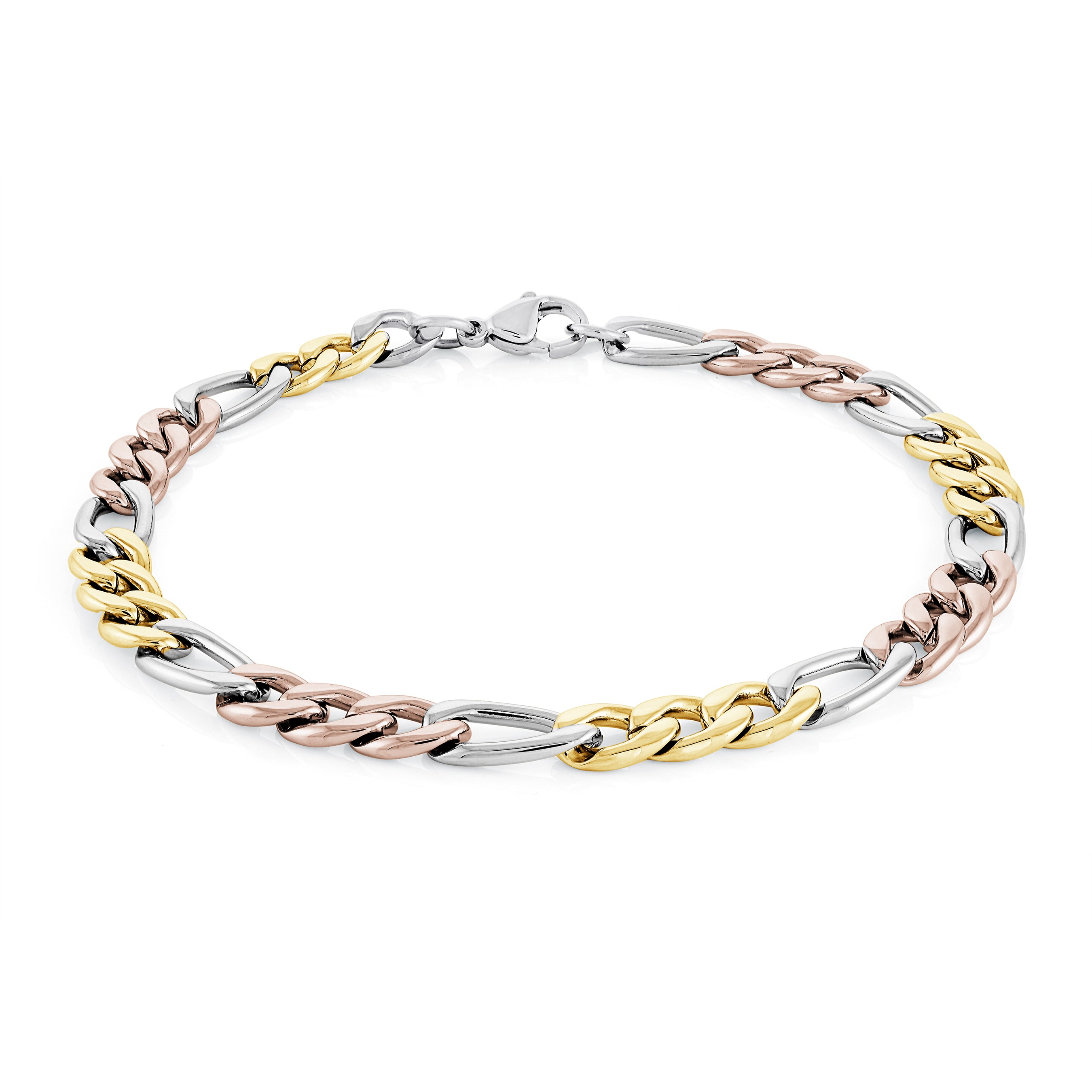 6mm Tri-Colour Figaro Bracelet