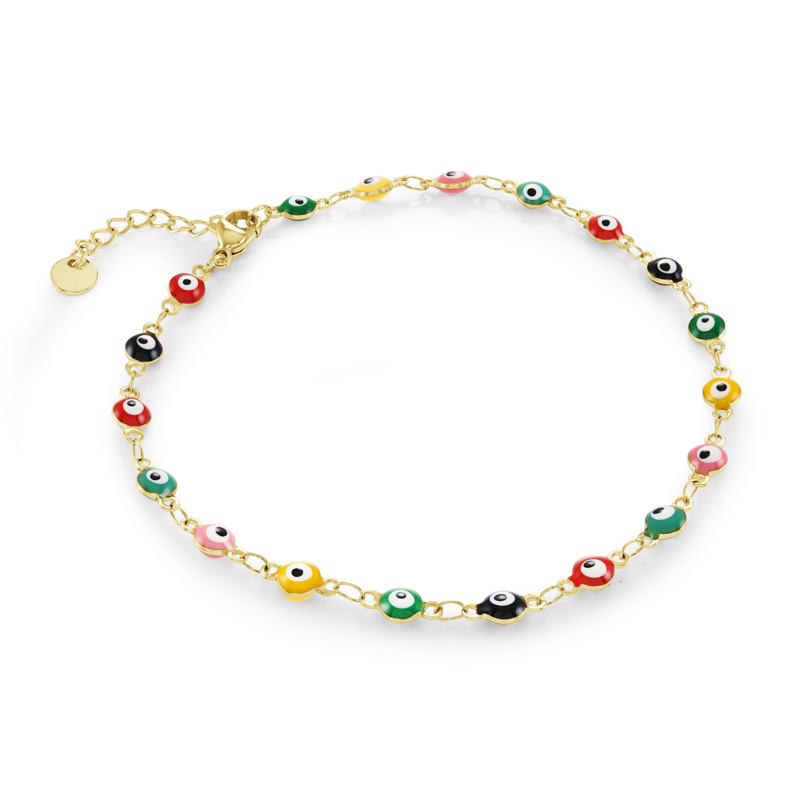 Enamel Evil-Eye Anklet