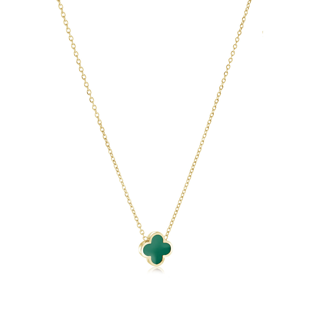 10mm Color-Enamel Lucky-Clover Necklace