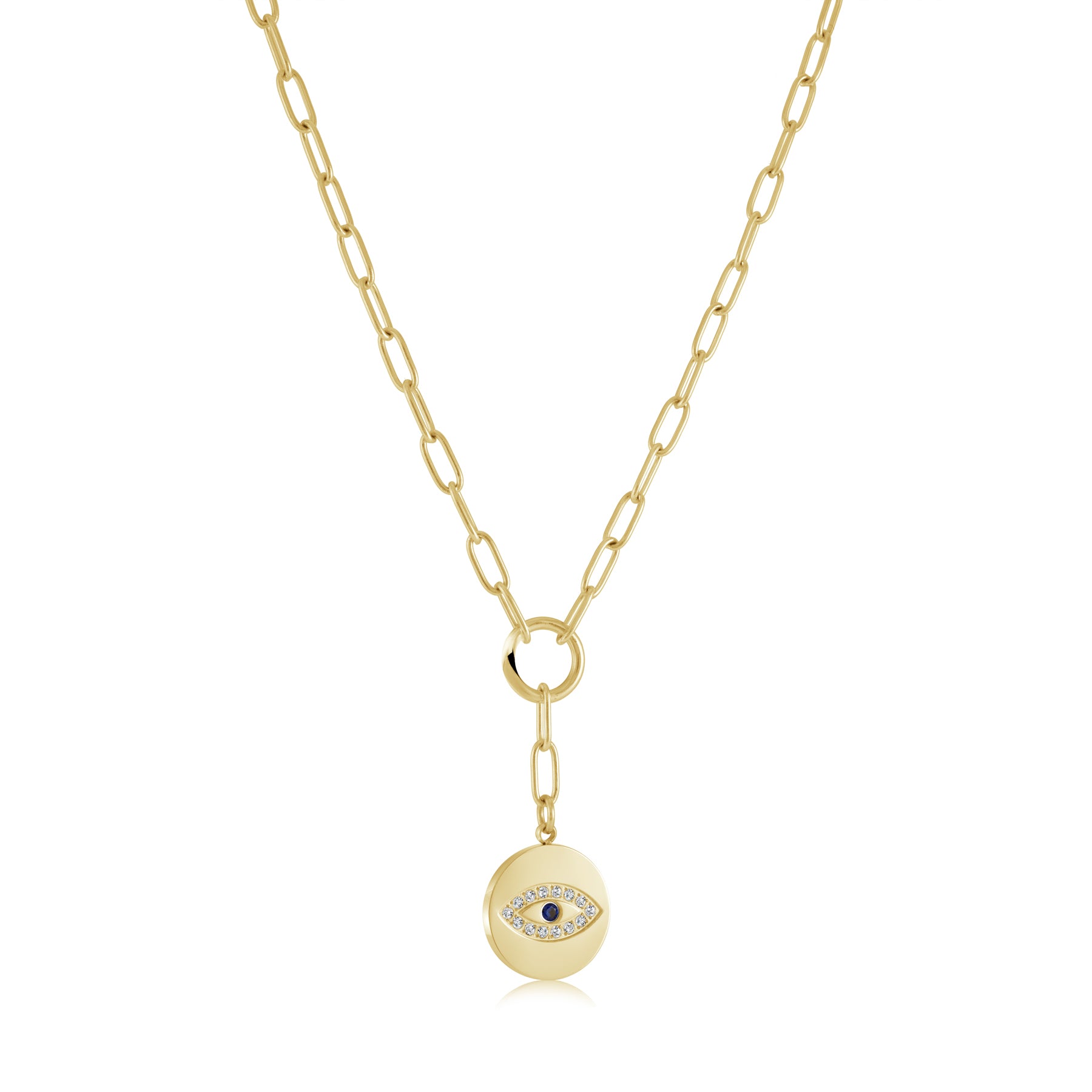 Evil Eye Blue Cz Chain Necklace