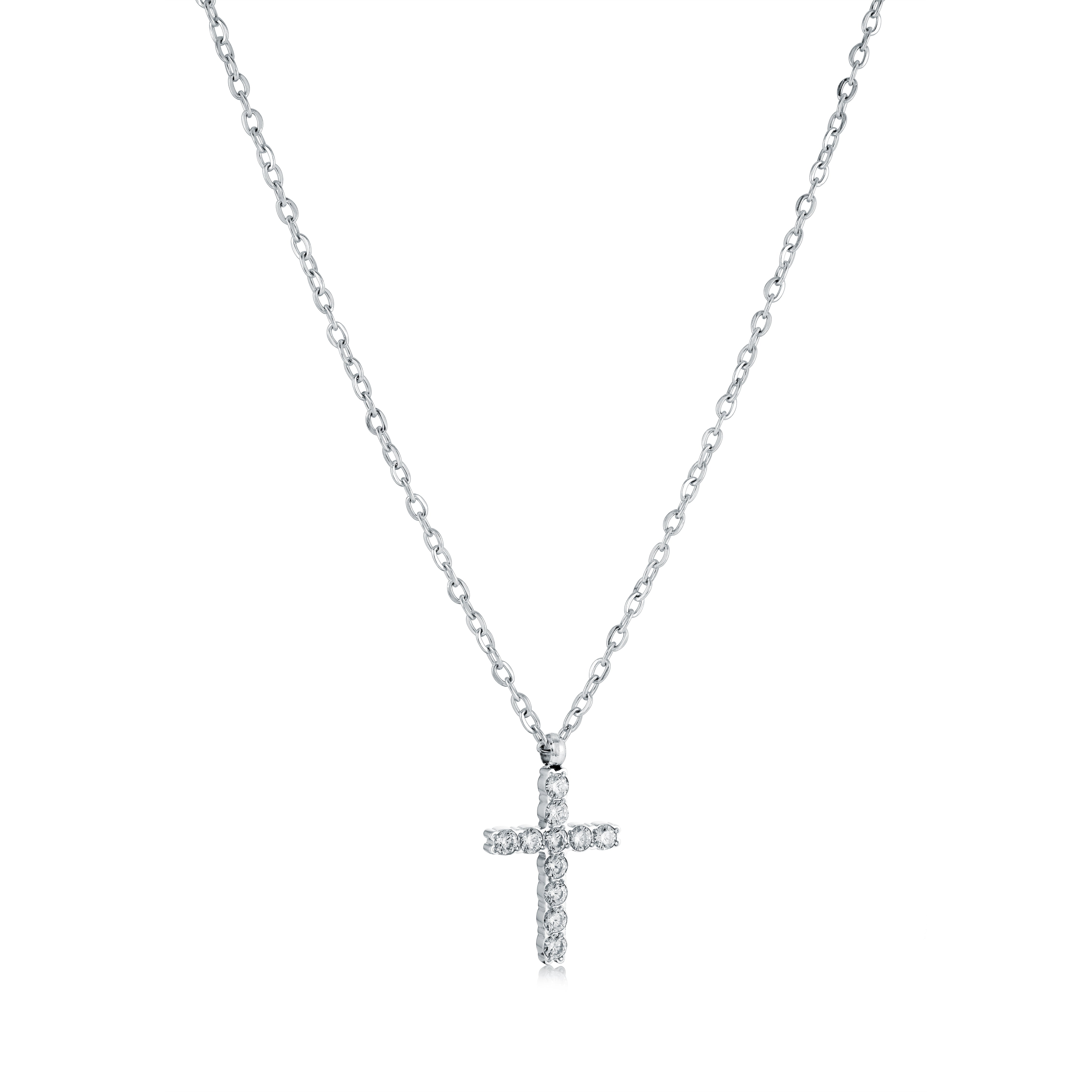 Classic Mini Cz Cross Necklace