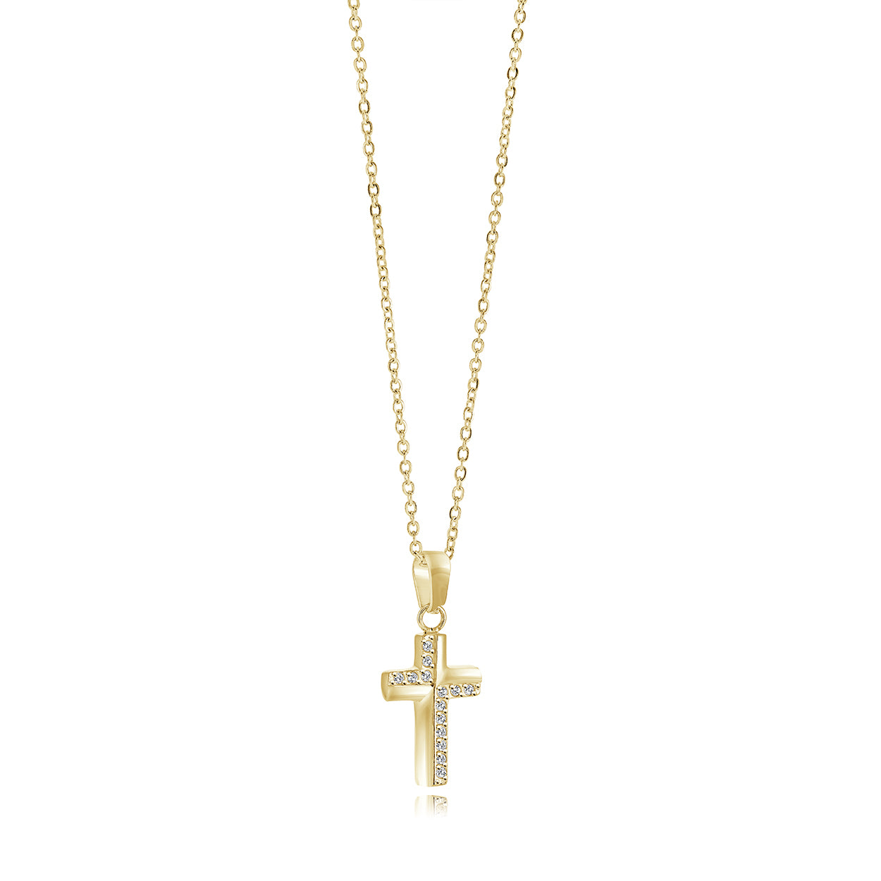 Half-Cz Micro Cross Necklace