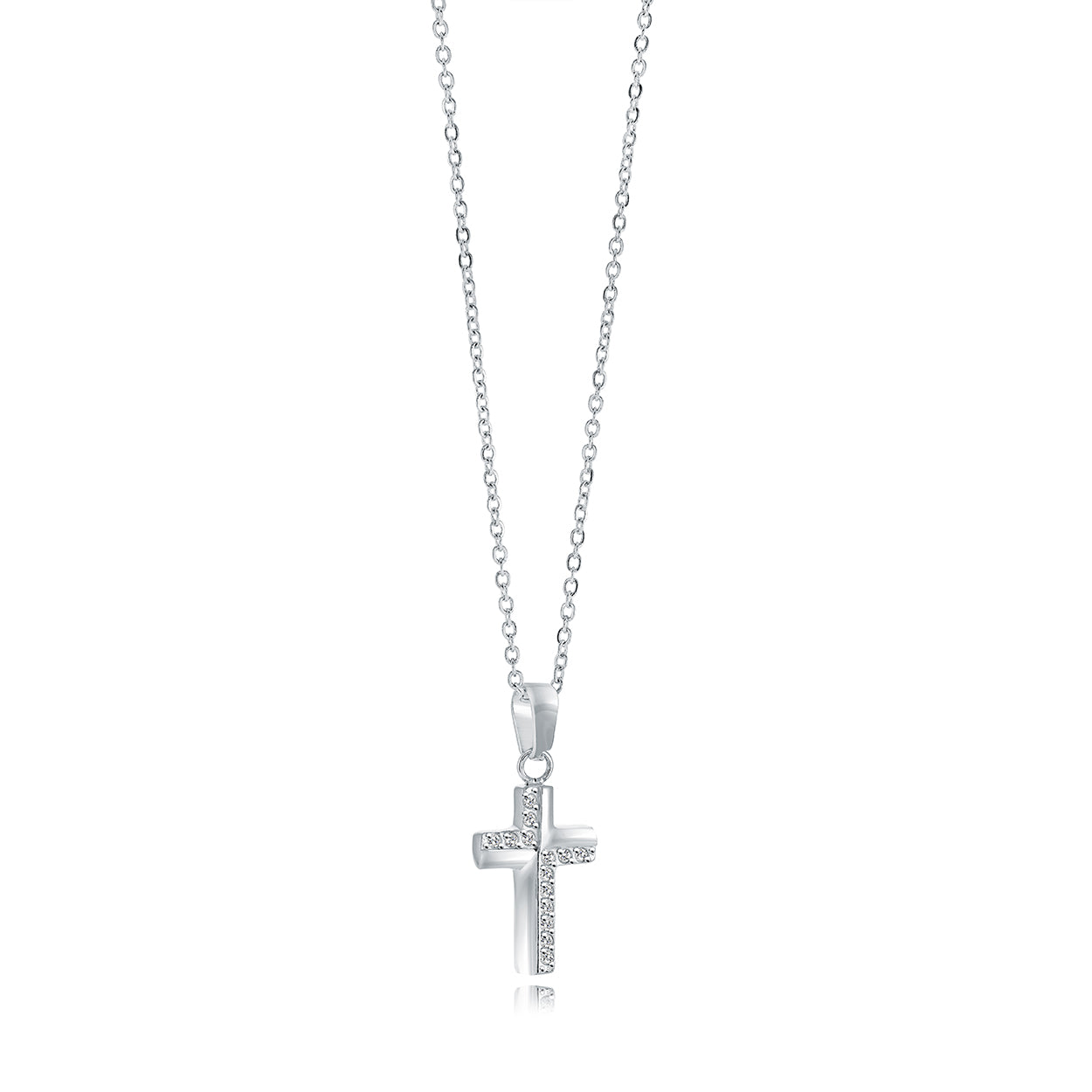Half-Cz Micro Cross Necklace