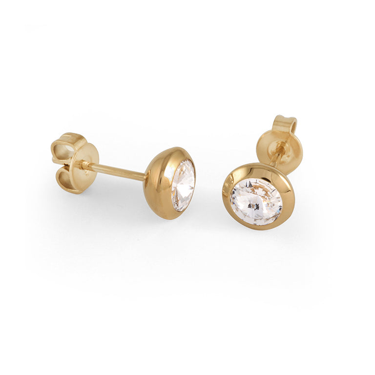 7.5mm Cz Bezel Stud Earrings