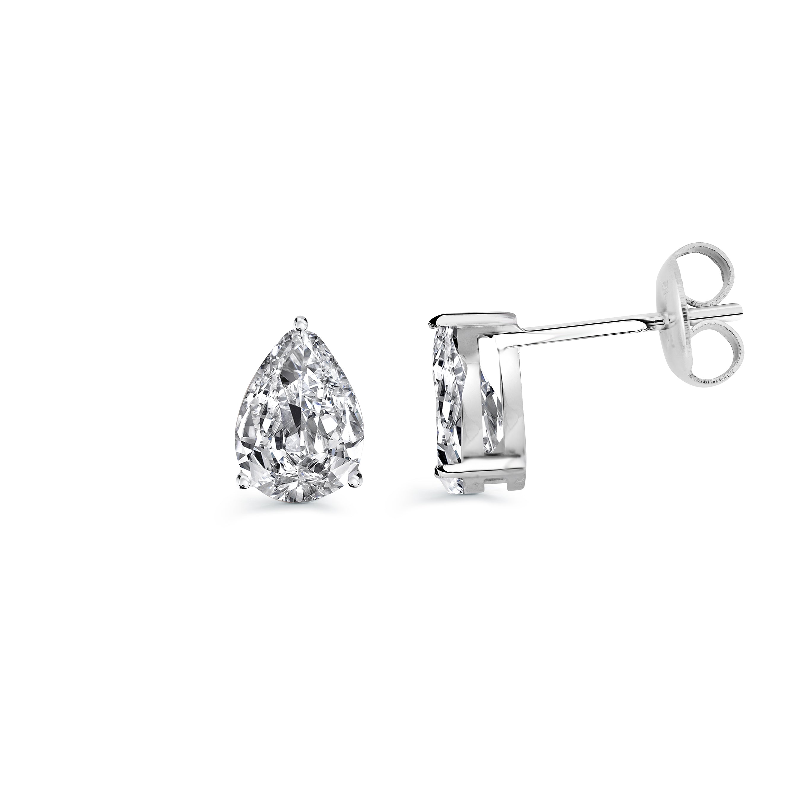 8mm Cz Pear Stud Earrings