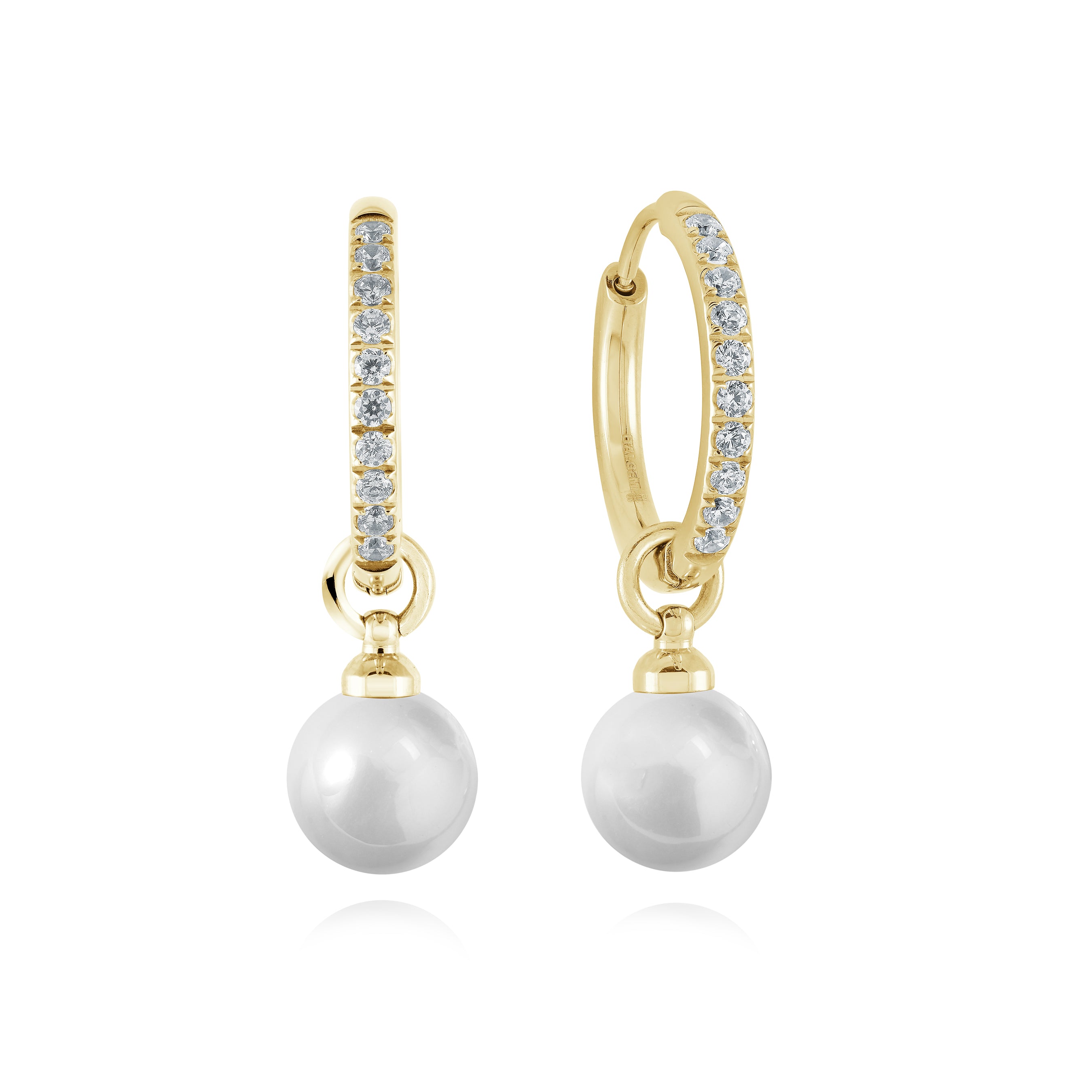 Cz and Pearl Multi Function Huggie Earrings