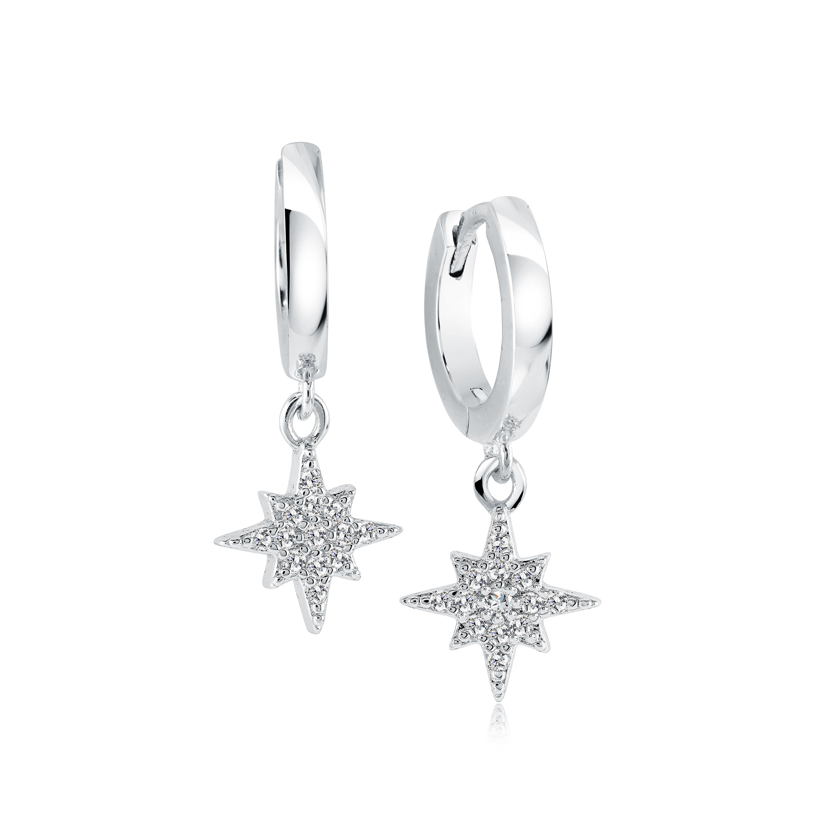 North Star Cz Dangle Earrings