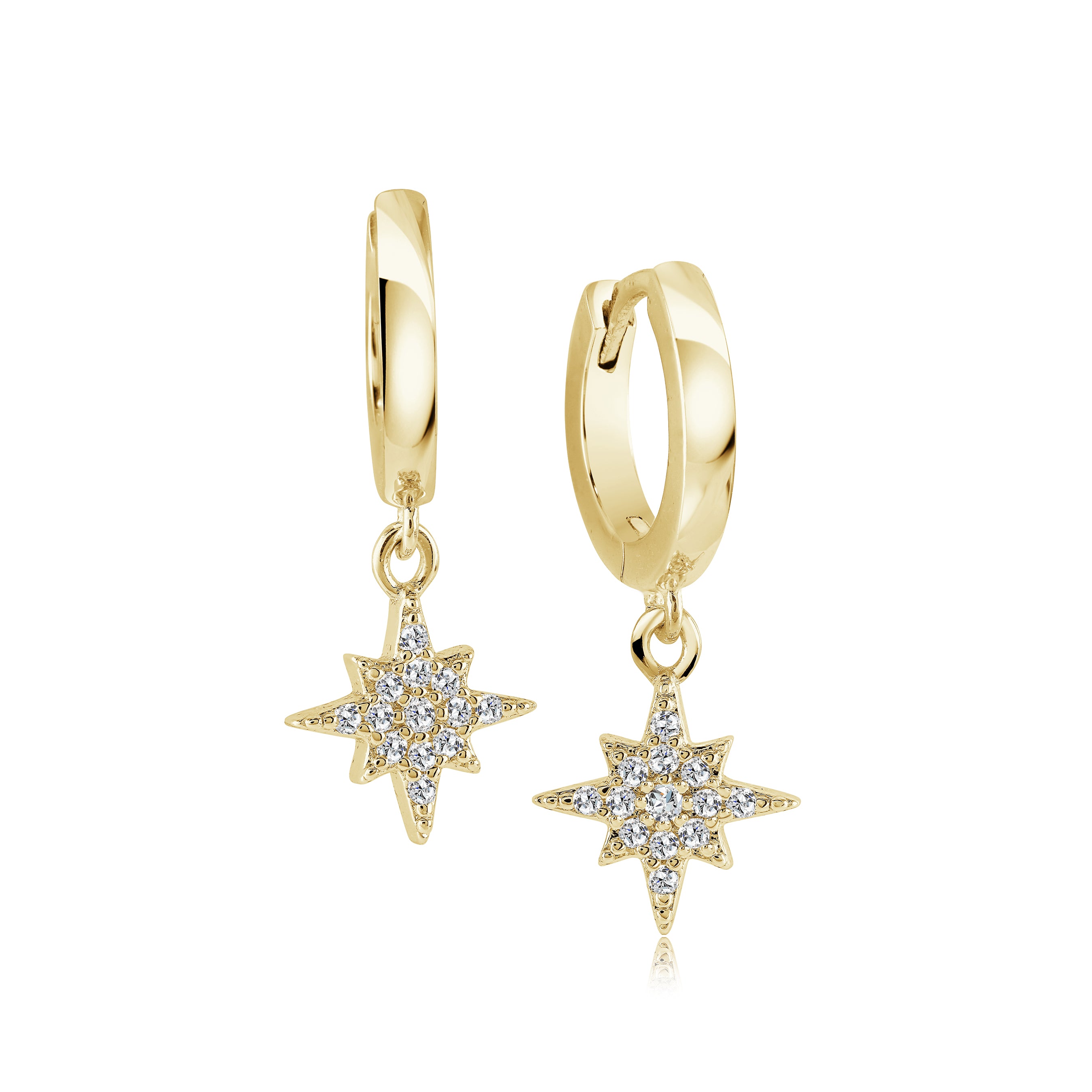 North Star Cz Dangle Earrings