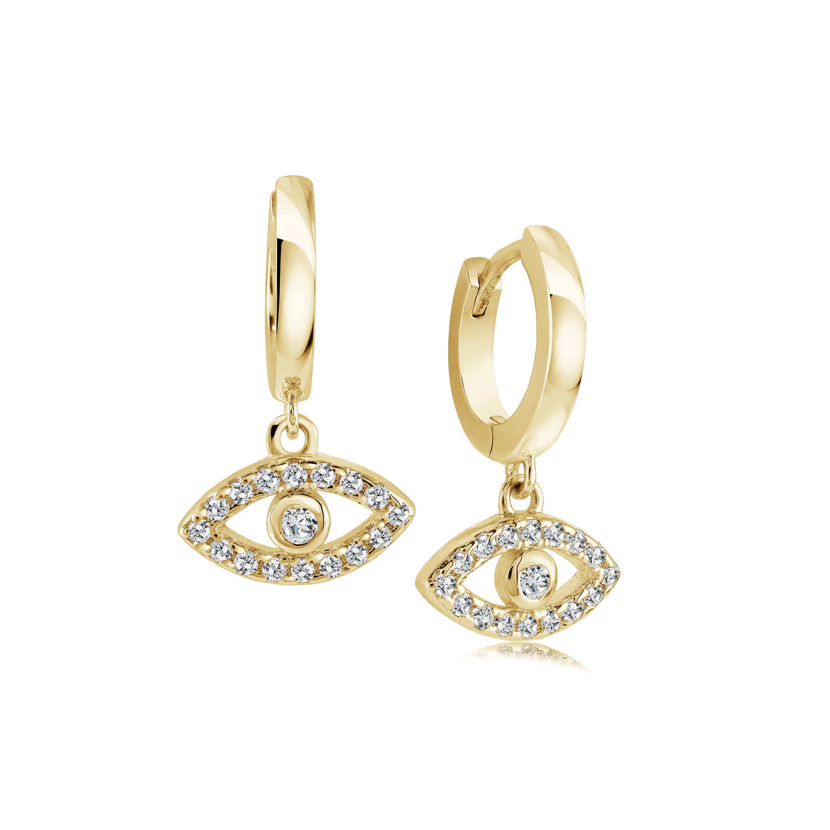 Evil Eye Cz Dangle Earrings