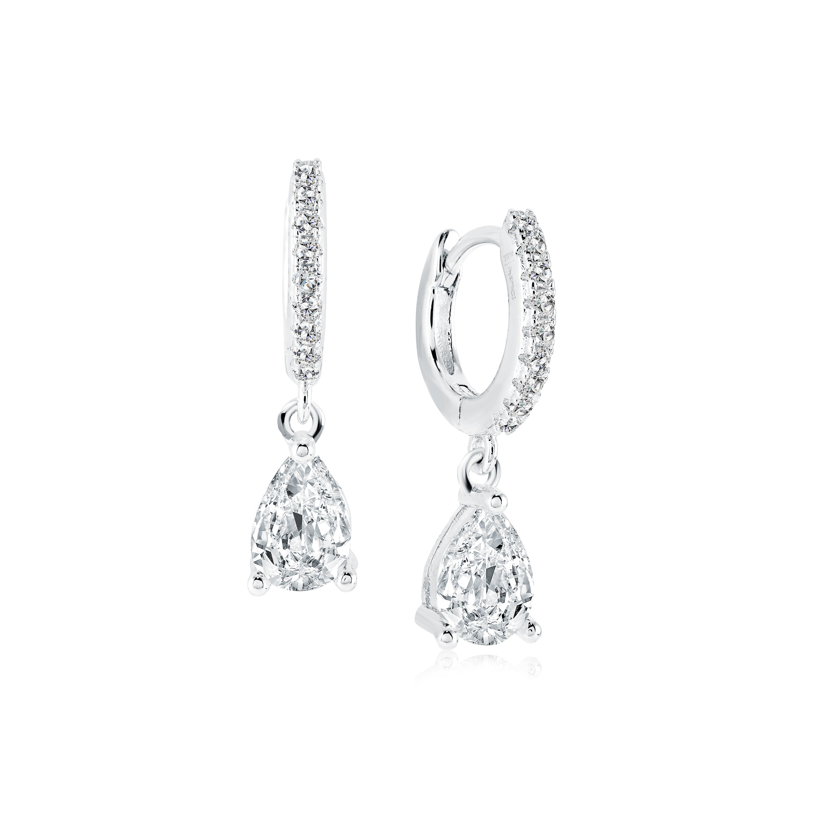 Tear Drop Cz Dangle Earrings