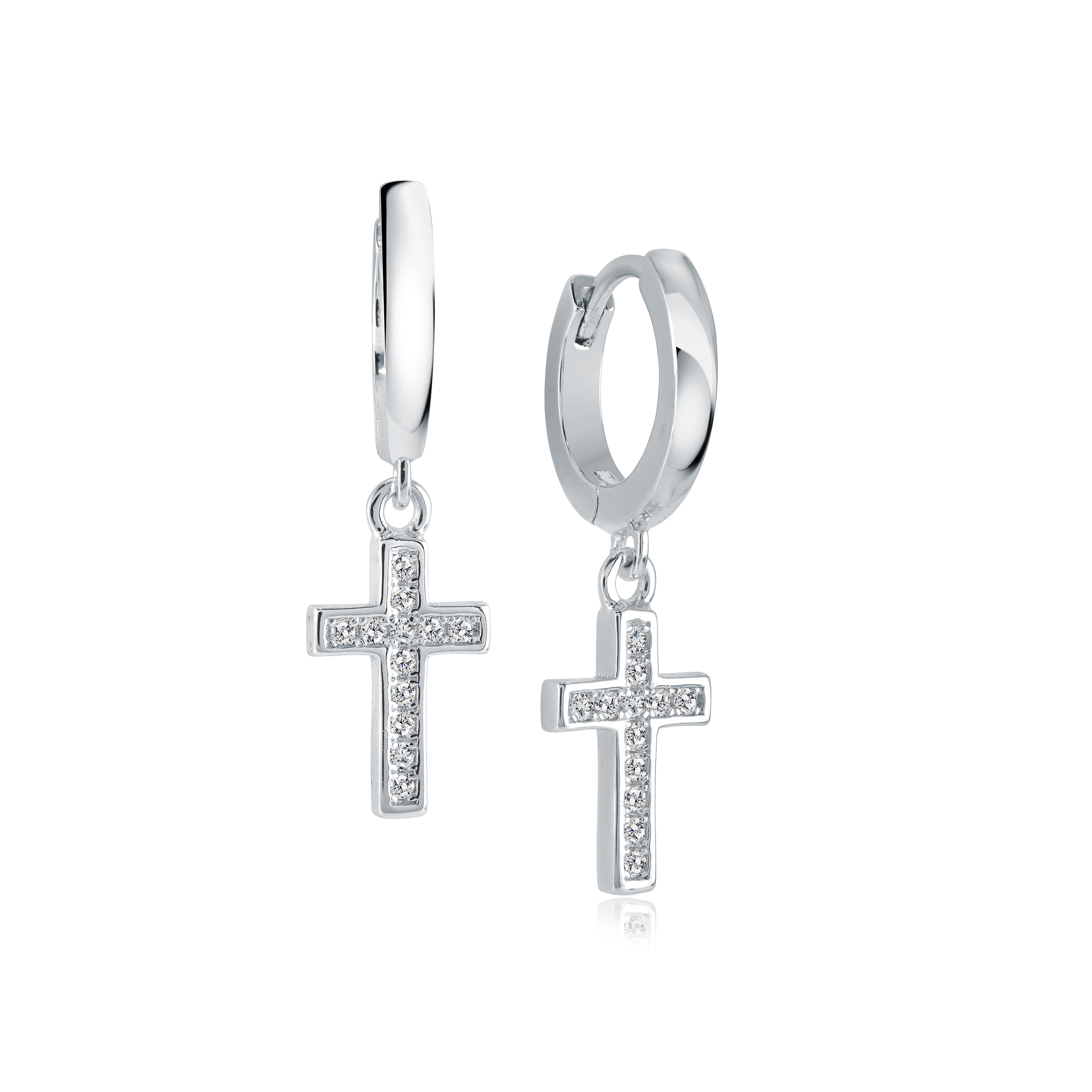 Cross Cz Dangle Earrings