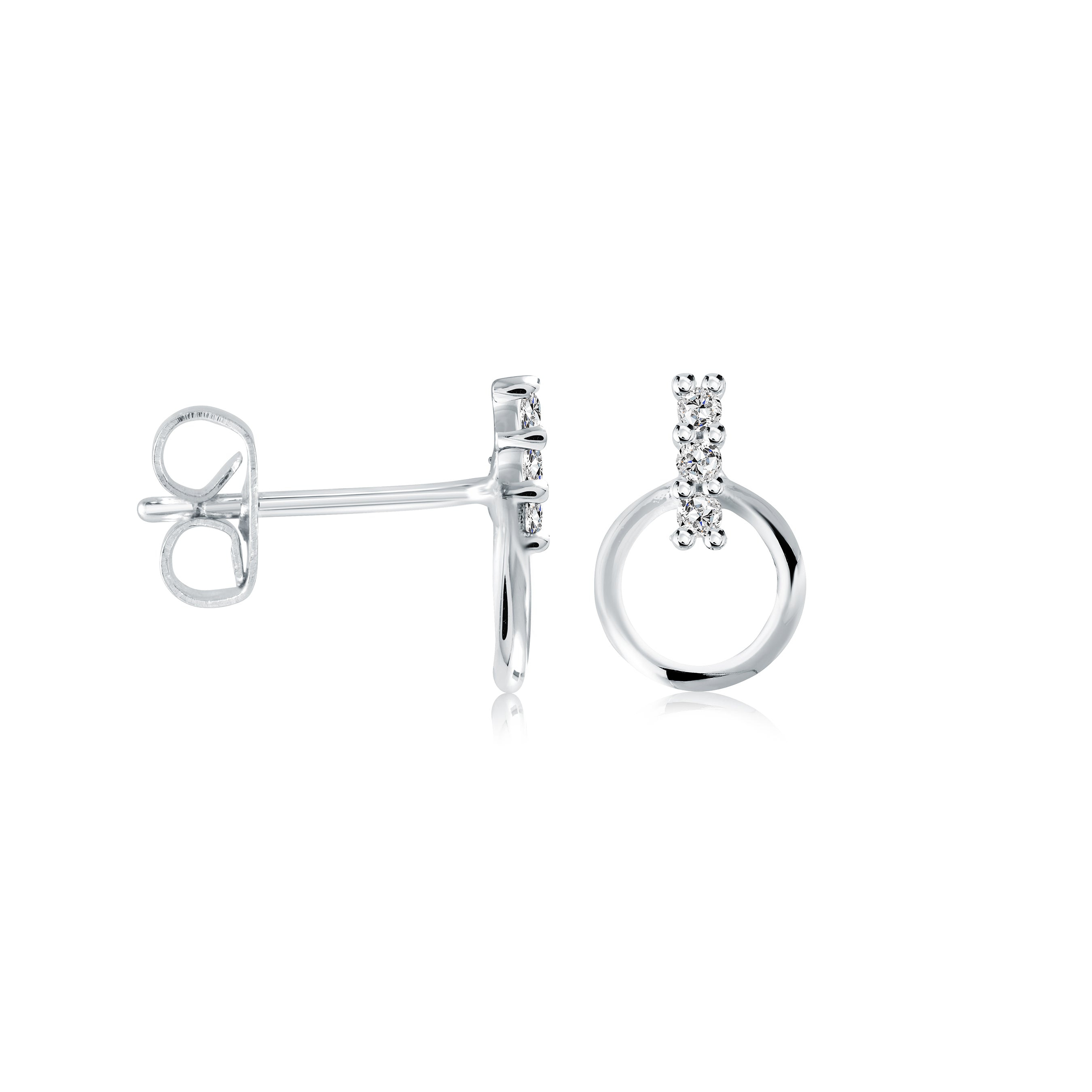 Circle-Bar Cz Stud Earrings