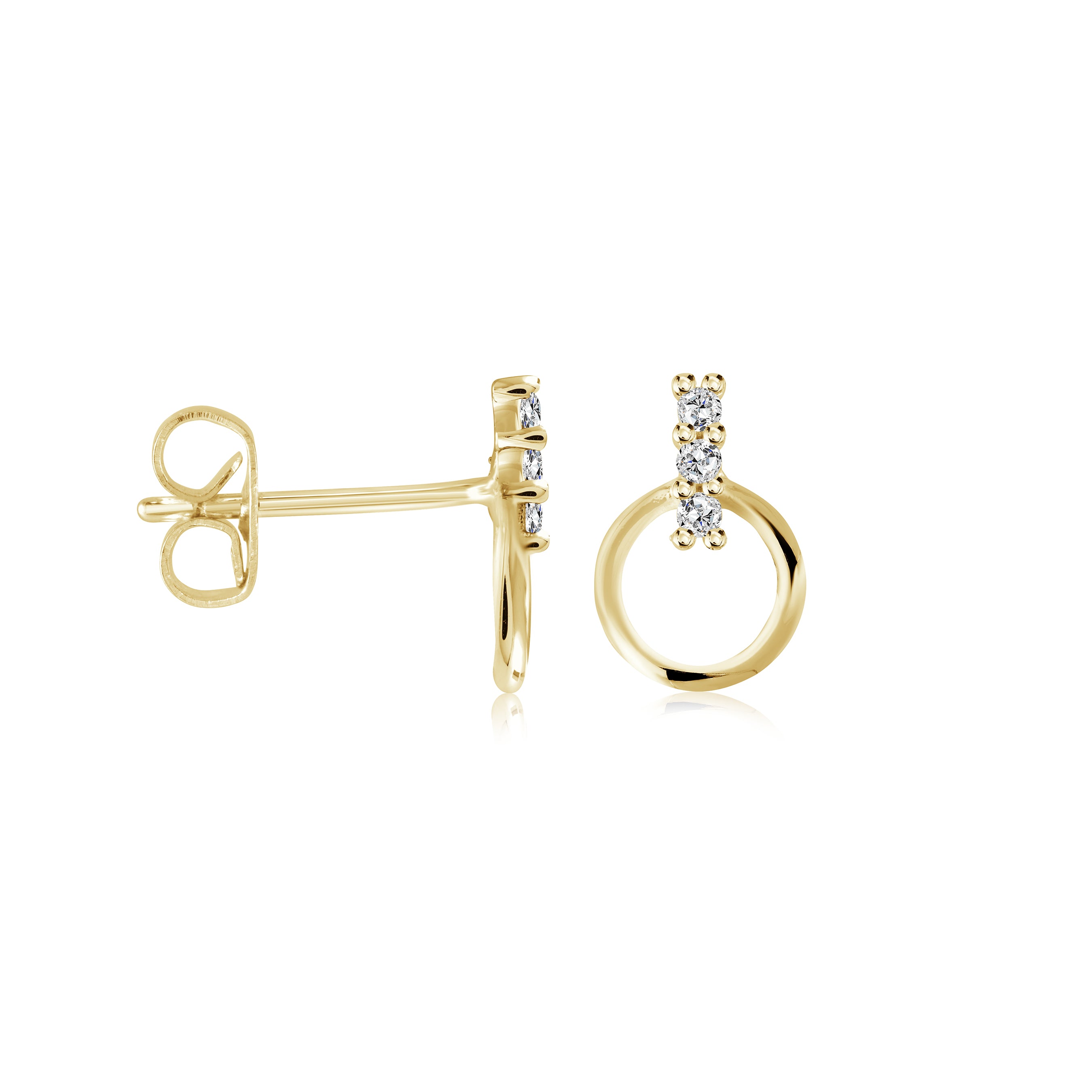 Circle-Bar Cz Stud Earrings