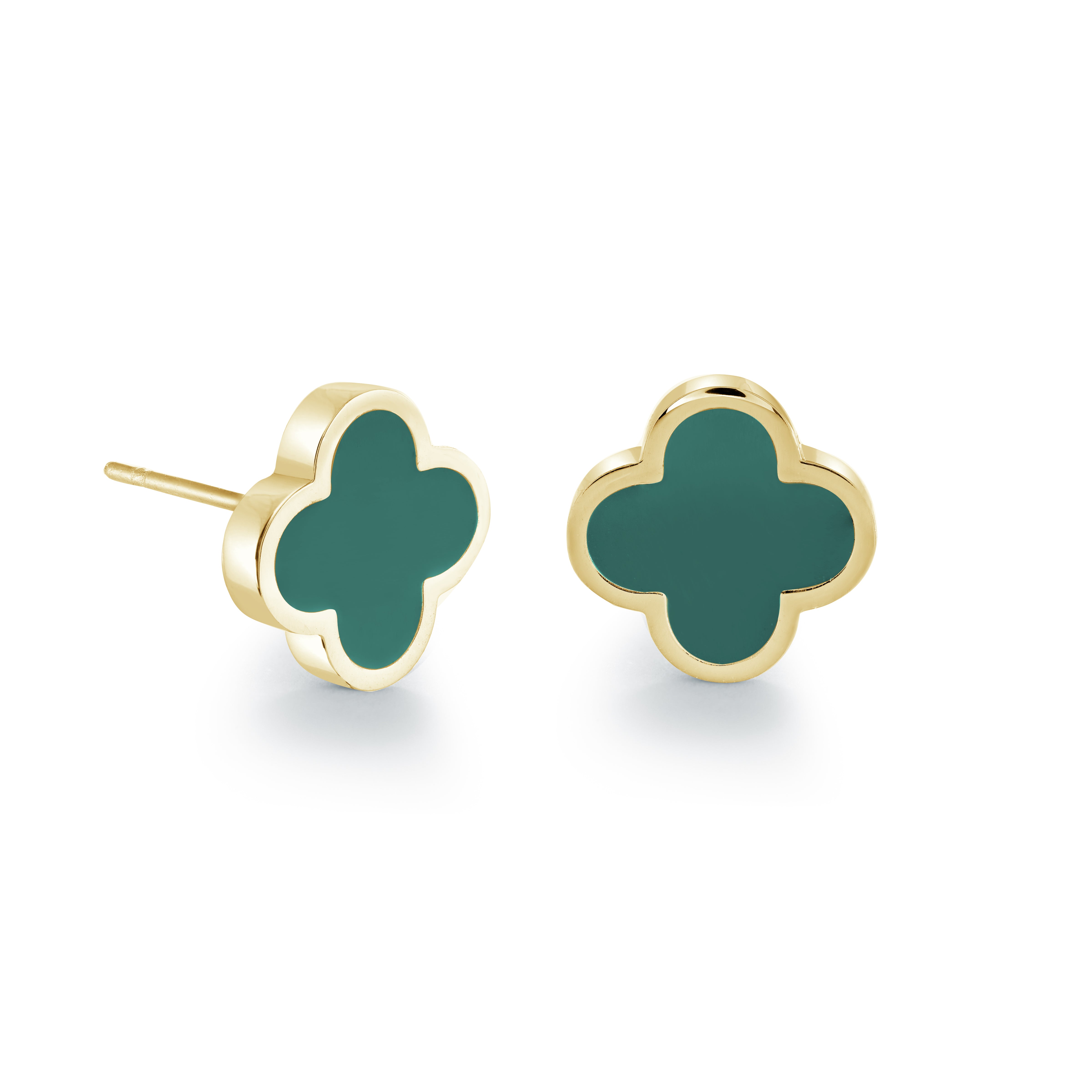 10mm Color-Enamel Lucky-Clover Stud Earrings