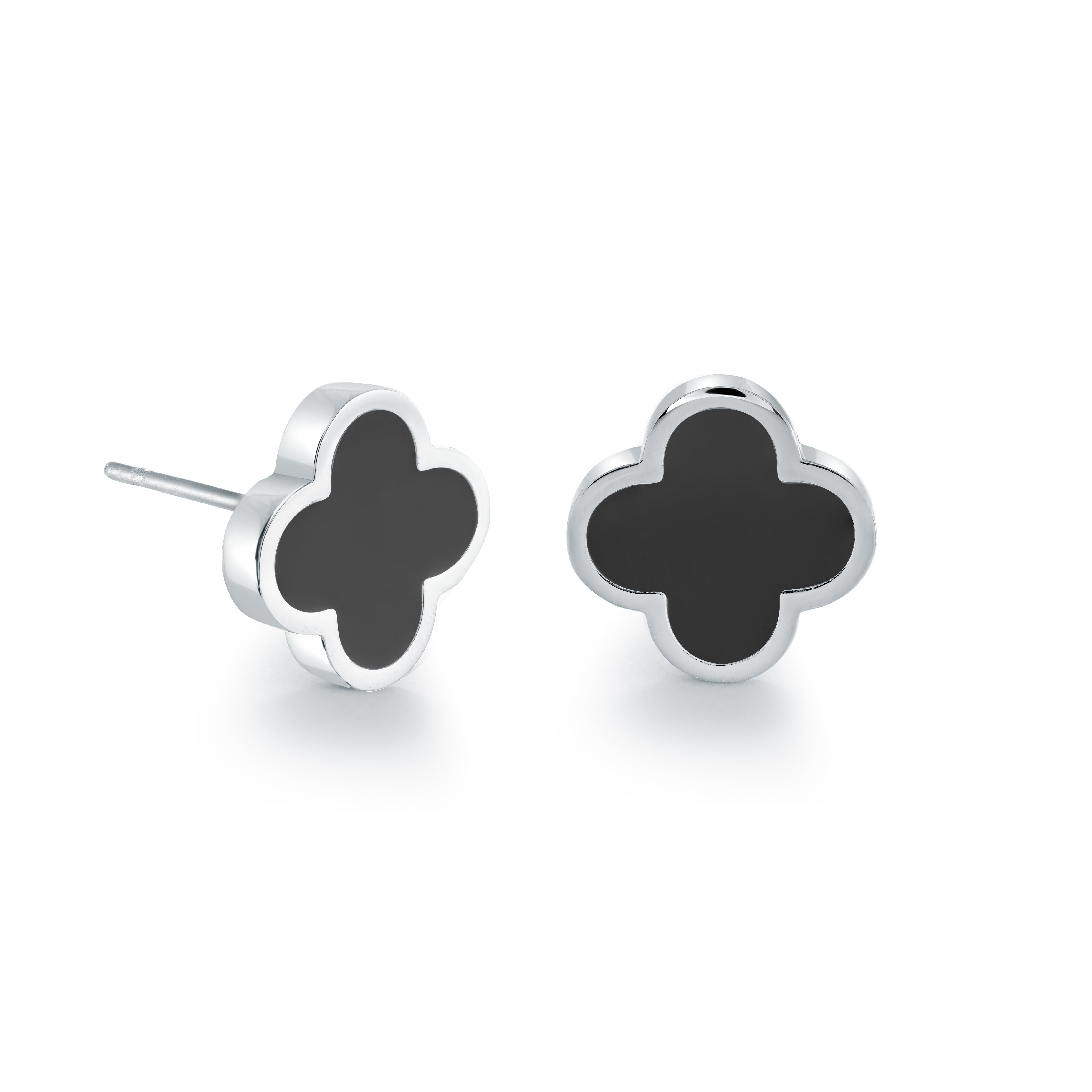 10mm Color-Enamel Lucky-Clover Stud Earrings