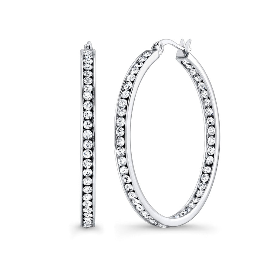 In and Out Channel Set Cz Earrings