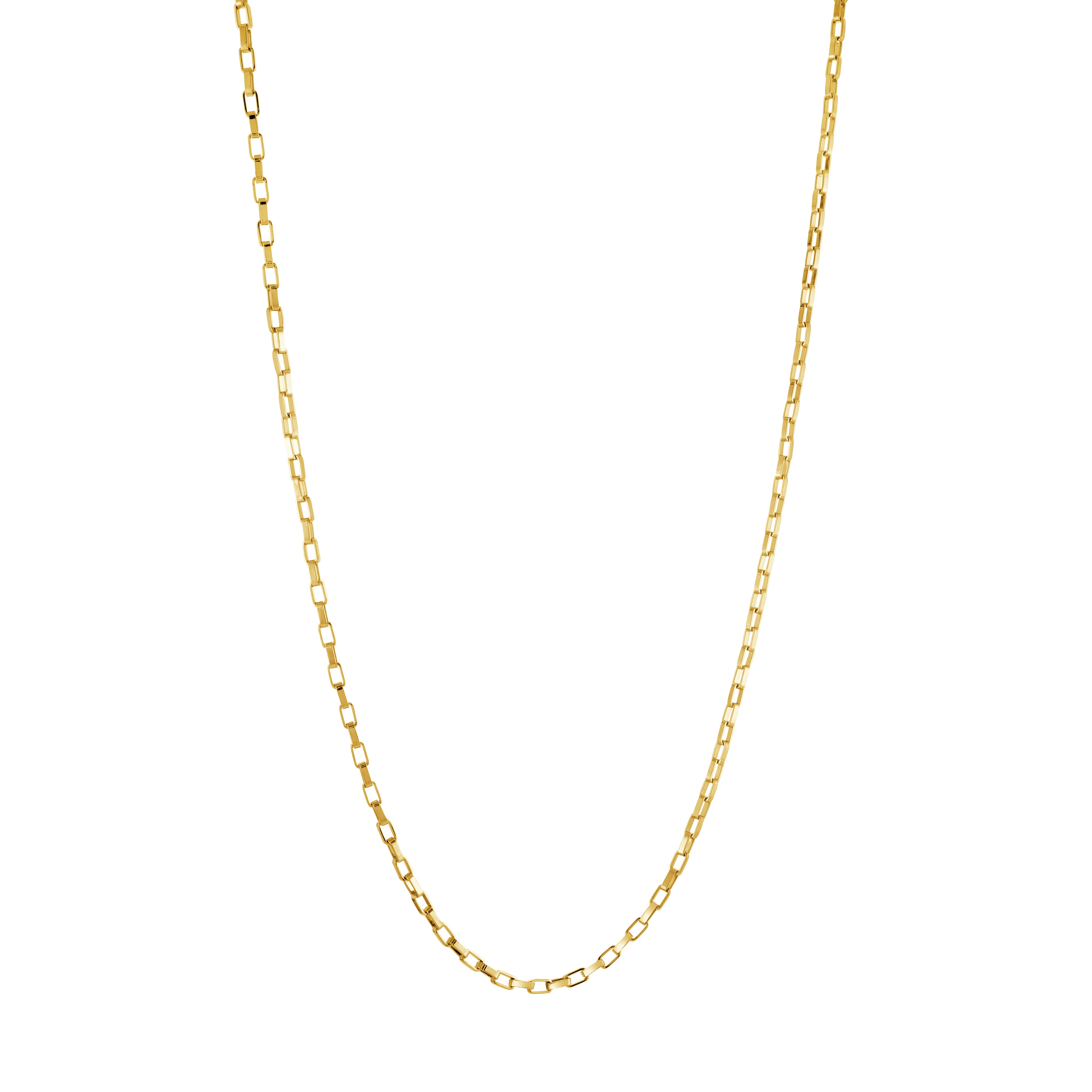 2mm Rectangle Box Link Chain Necklace