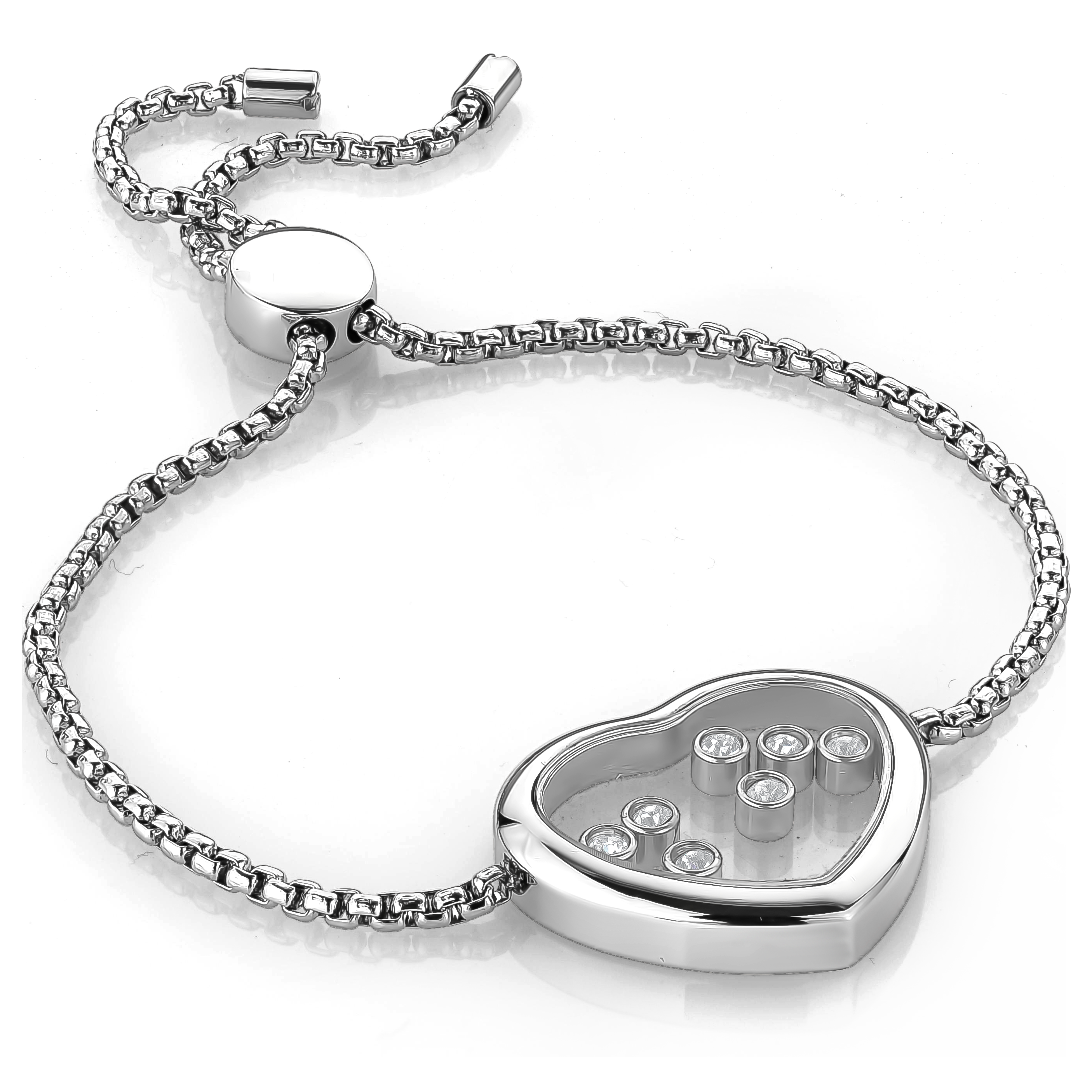 Dancing Cz Heart Adjustable Bracelet