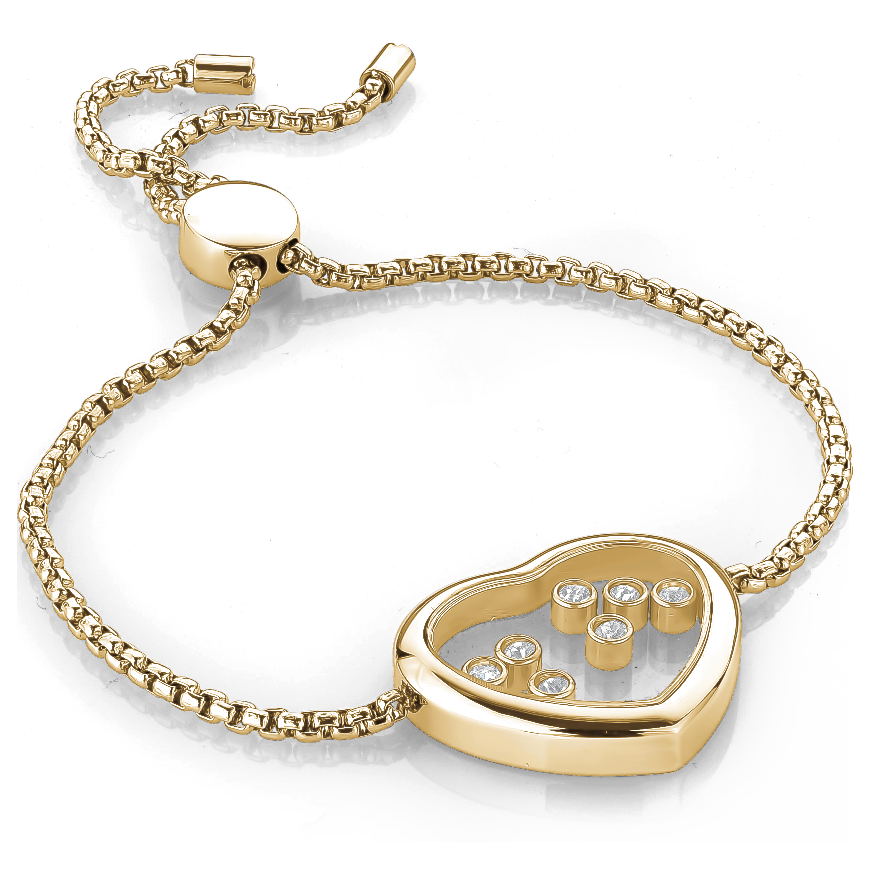 Dancing Cz Heart Adjustable Bracelet