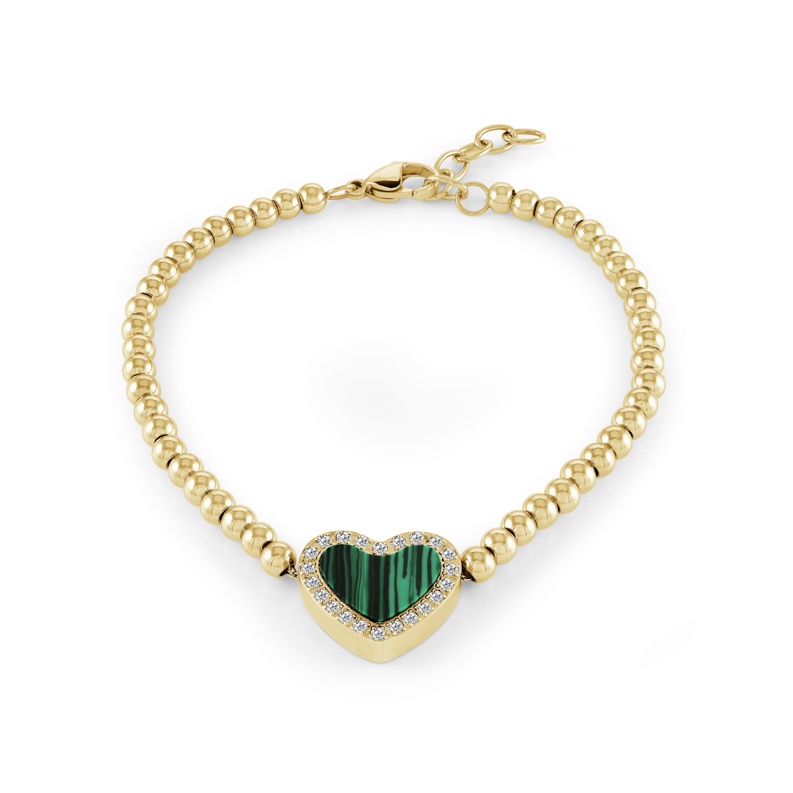 Malachite Heart Adjustable Bracelet