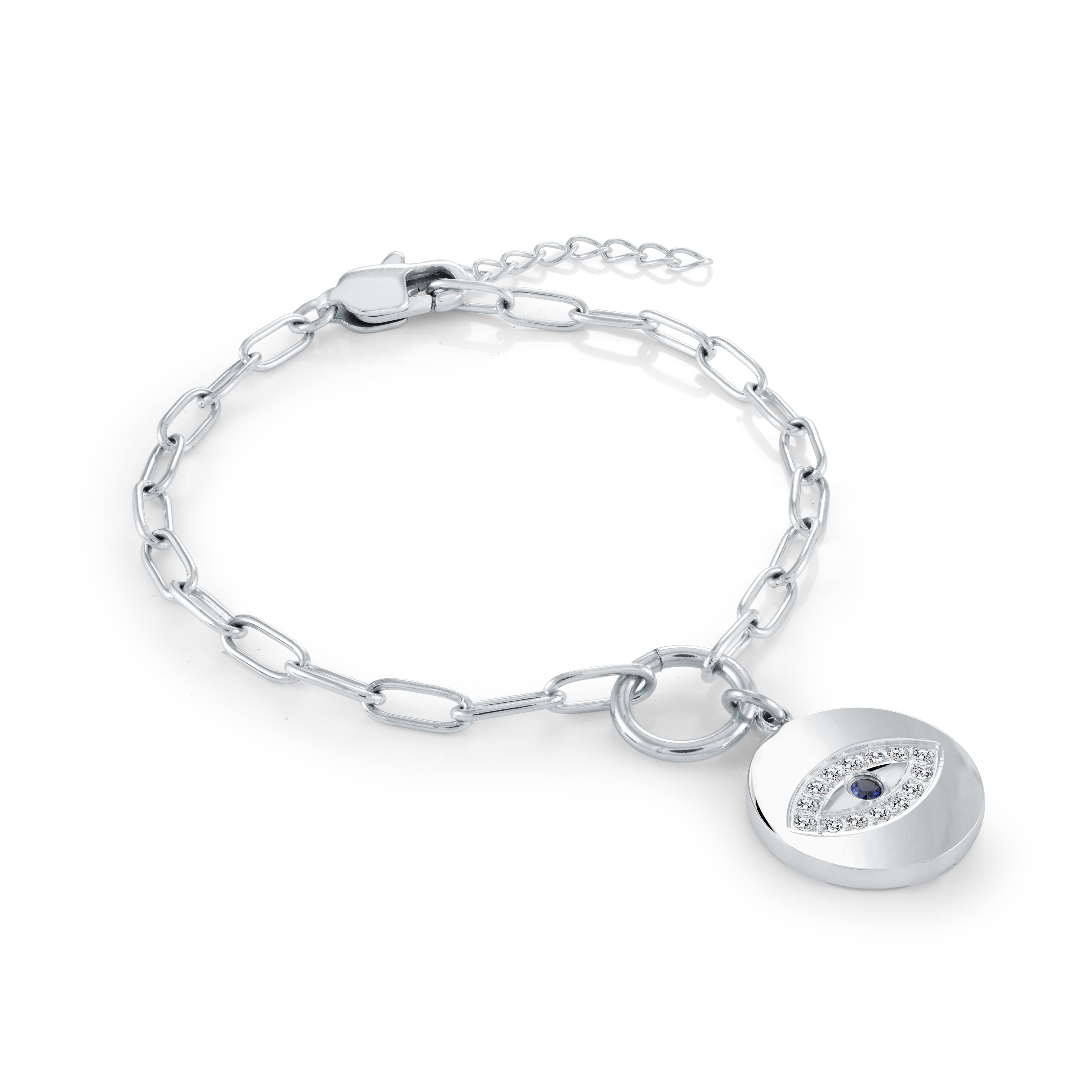 Evil Eye Charm Cz Adjustable Bracelet