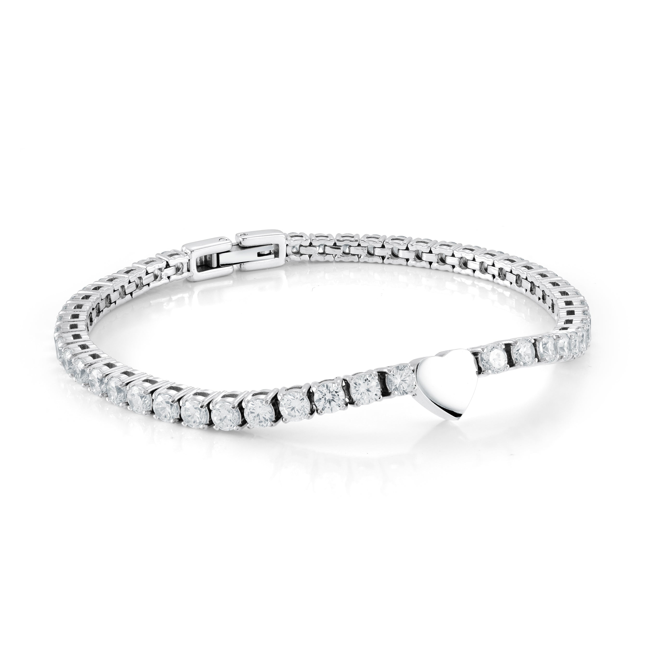 3mm Cz Tennis Heart Bracelet