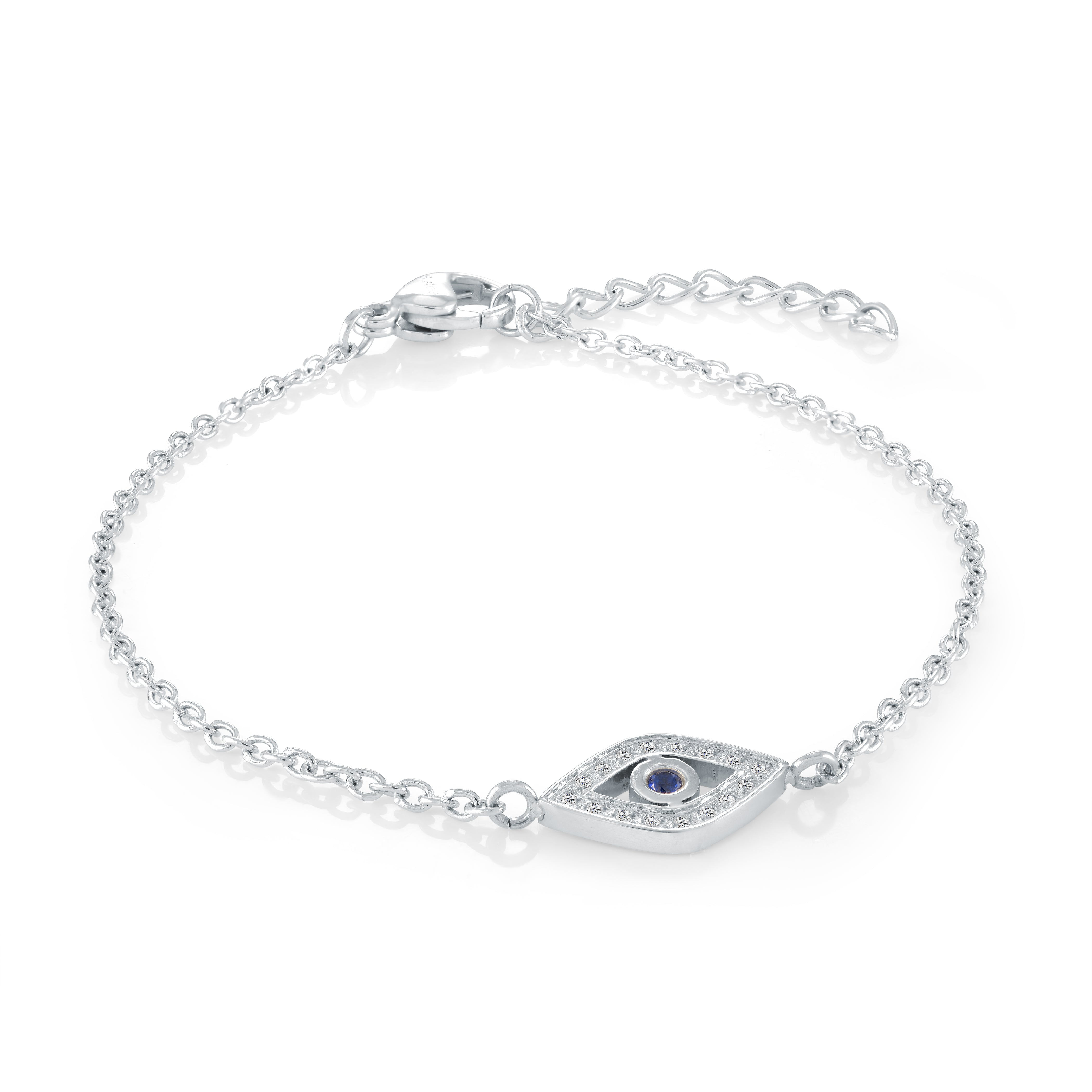 Evil Eye Blue Cz Adjustable Bracelet