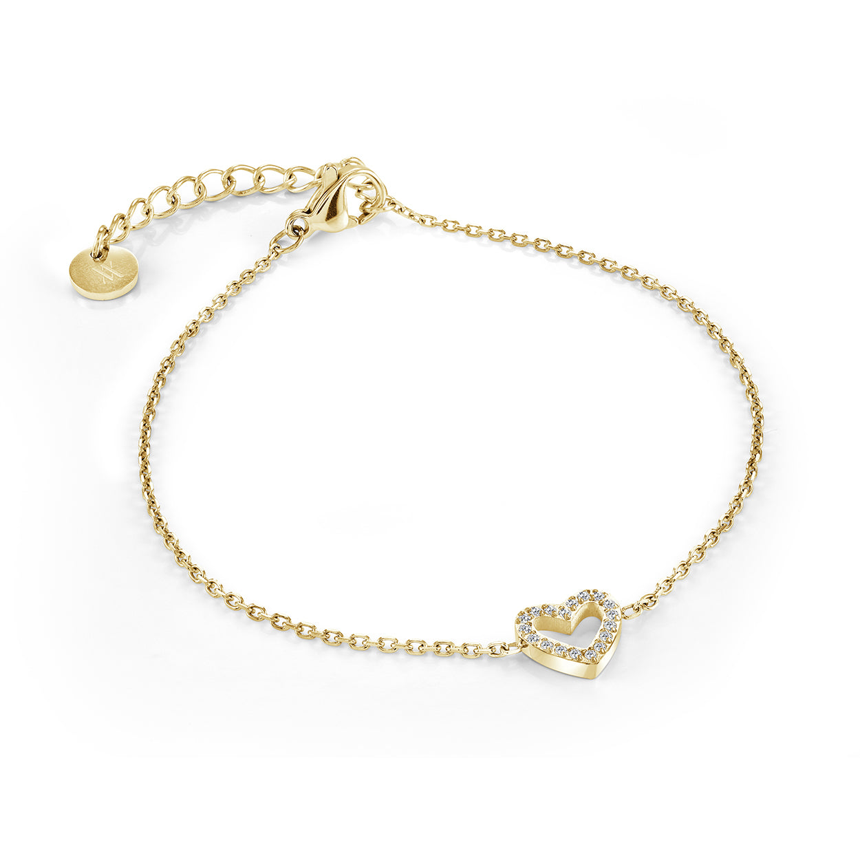 White Cz Heart-Outline Bracelet