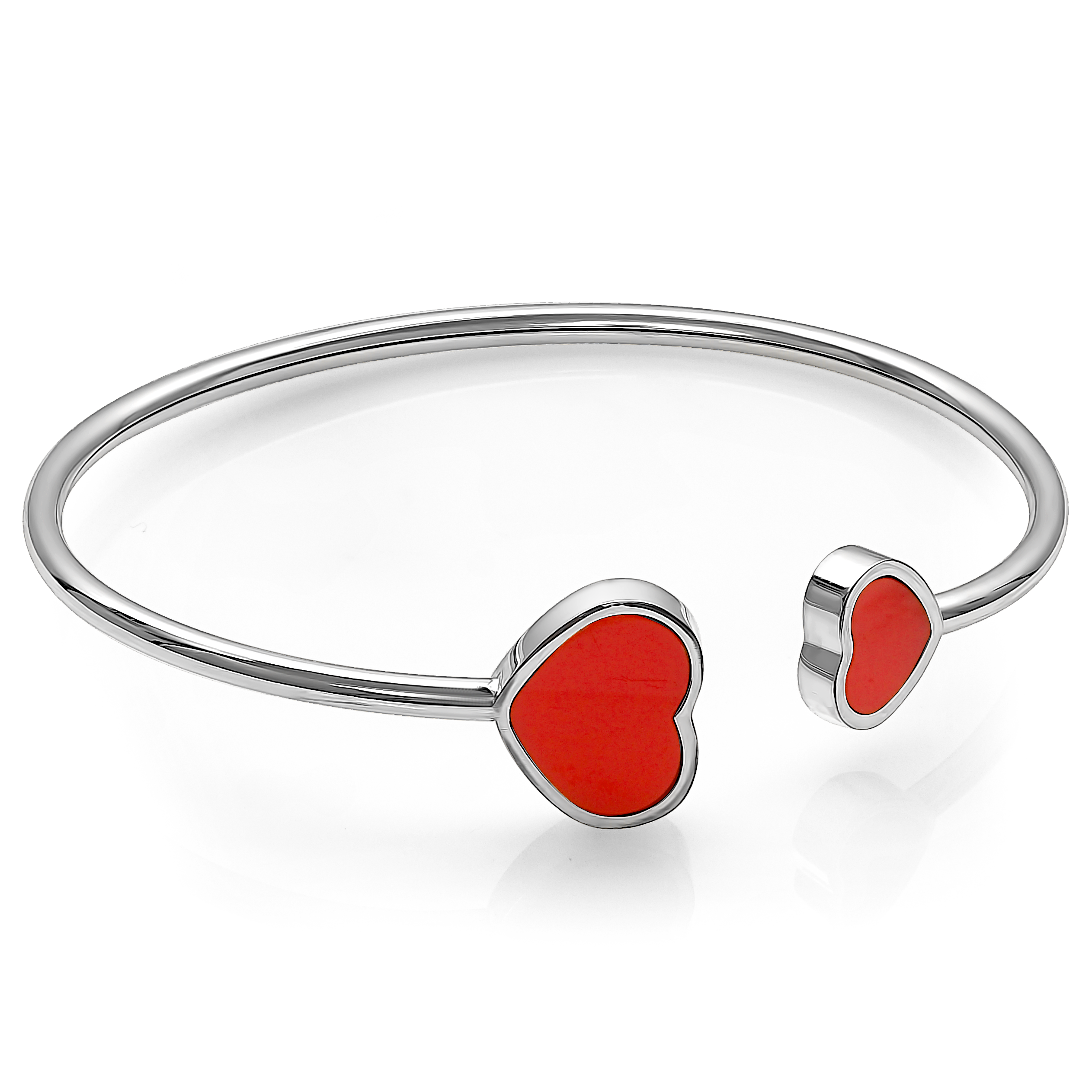 Red Enamel Double Heart Bracelet