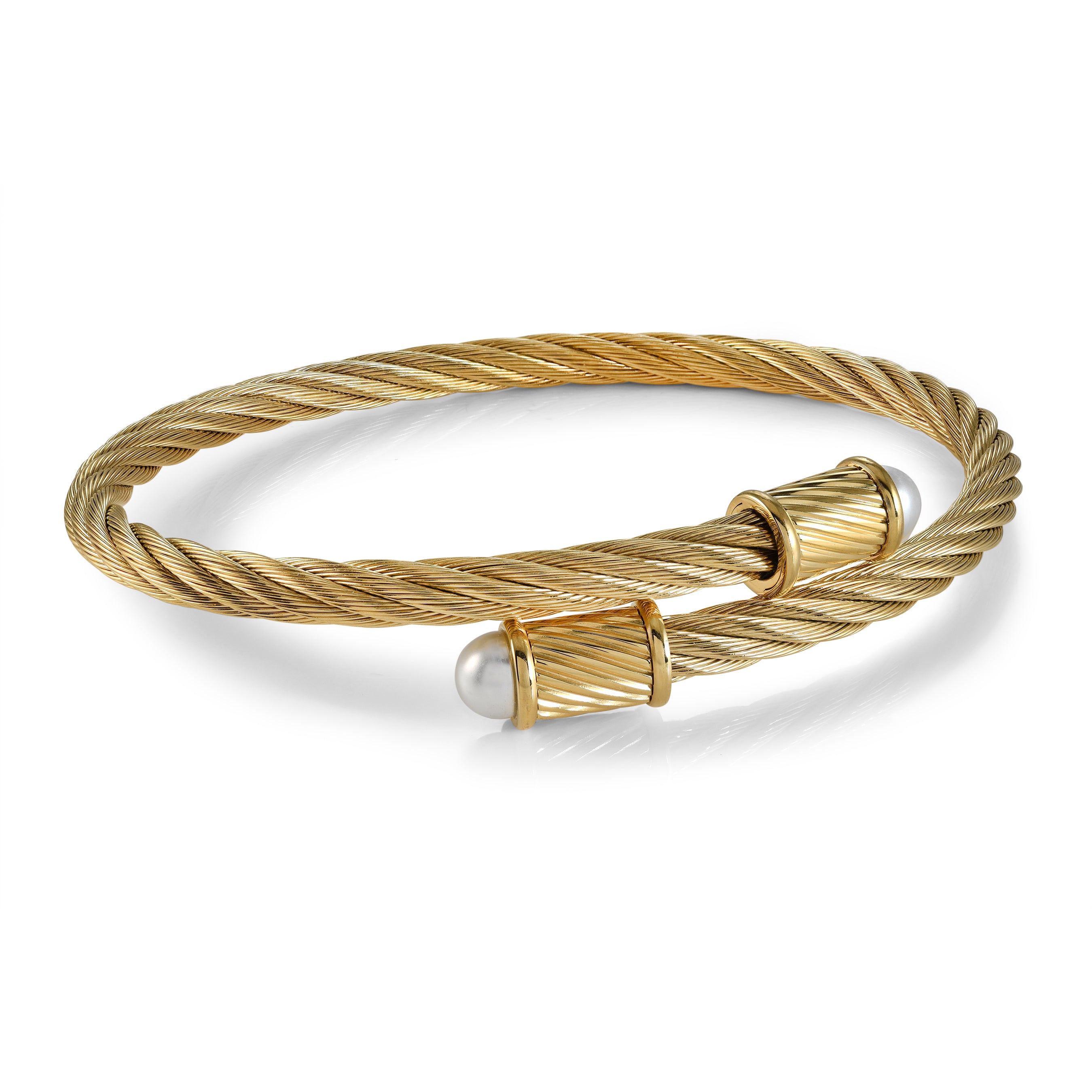 Cable Twist & Pearl Bangle