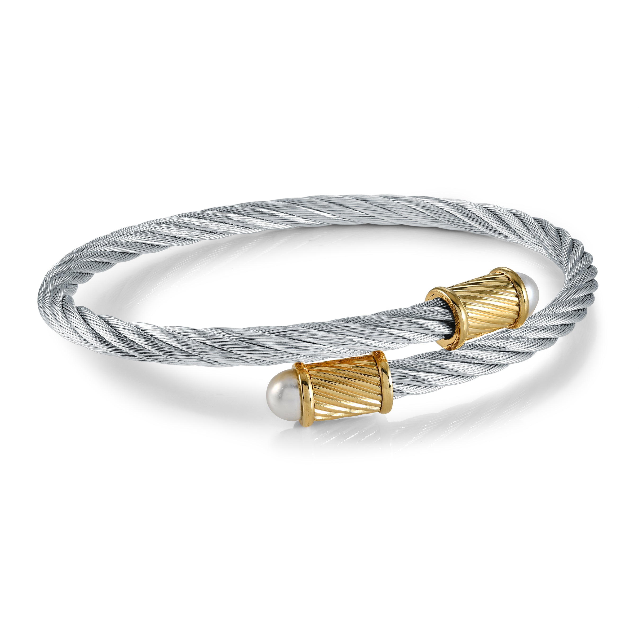 Cable Twist & Pearl Bangle