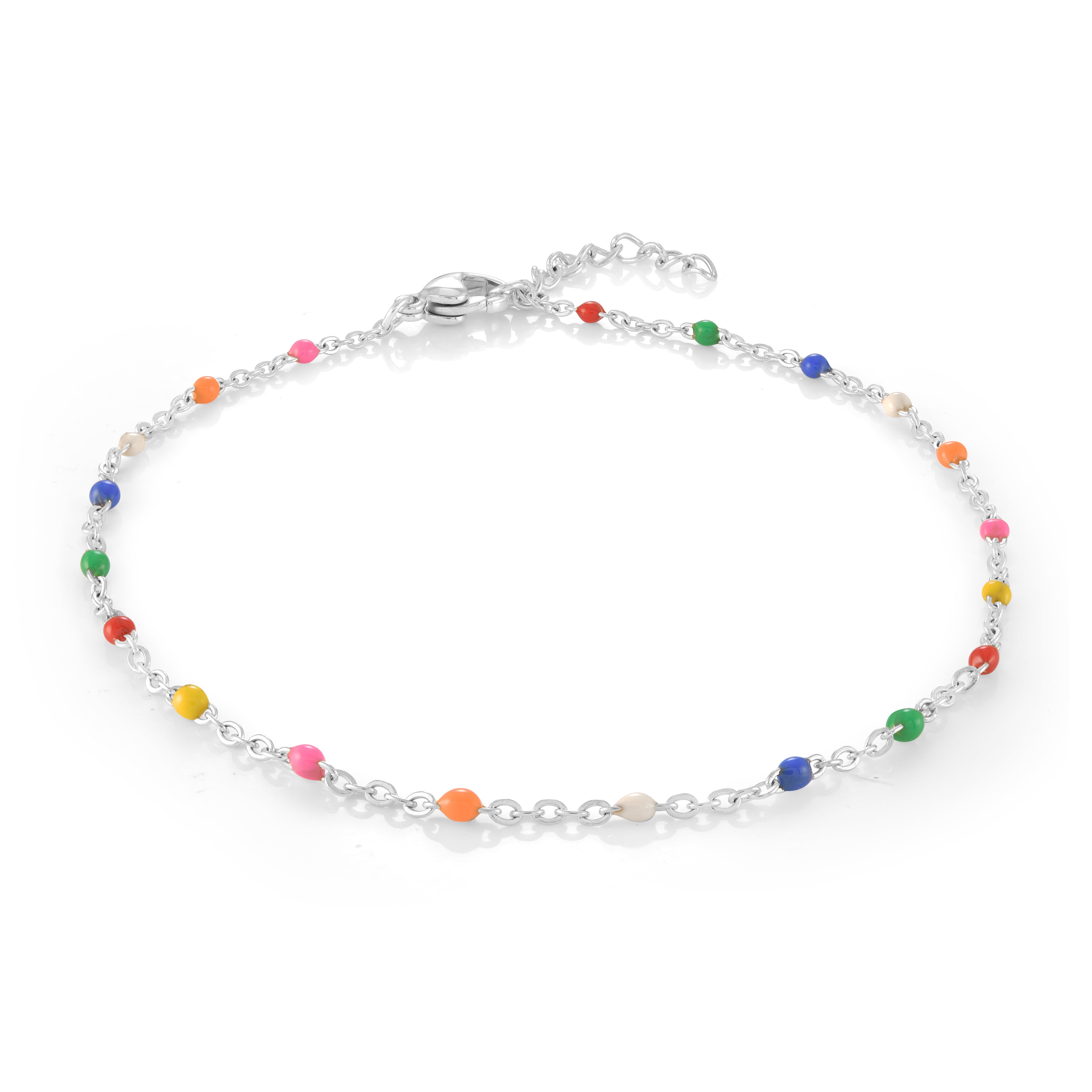 Multi Color Enamel Station Adjustable Anklet