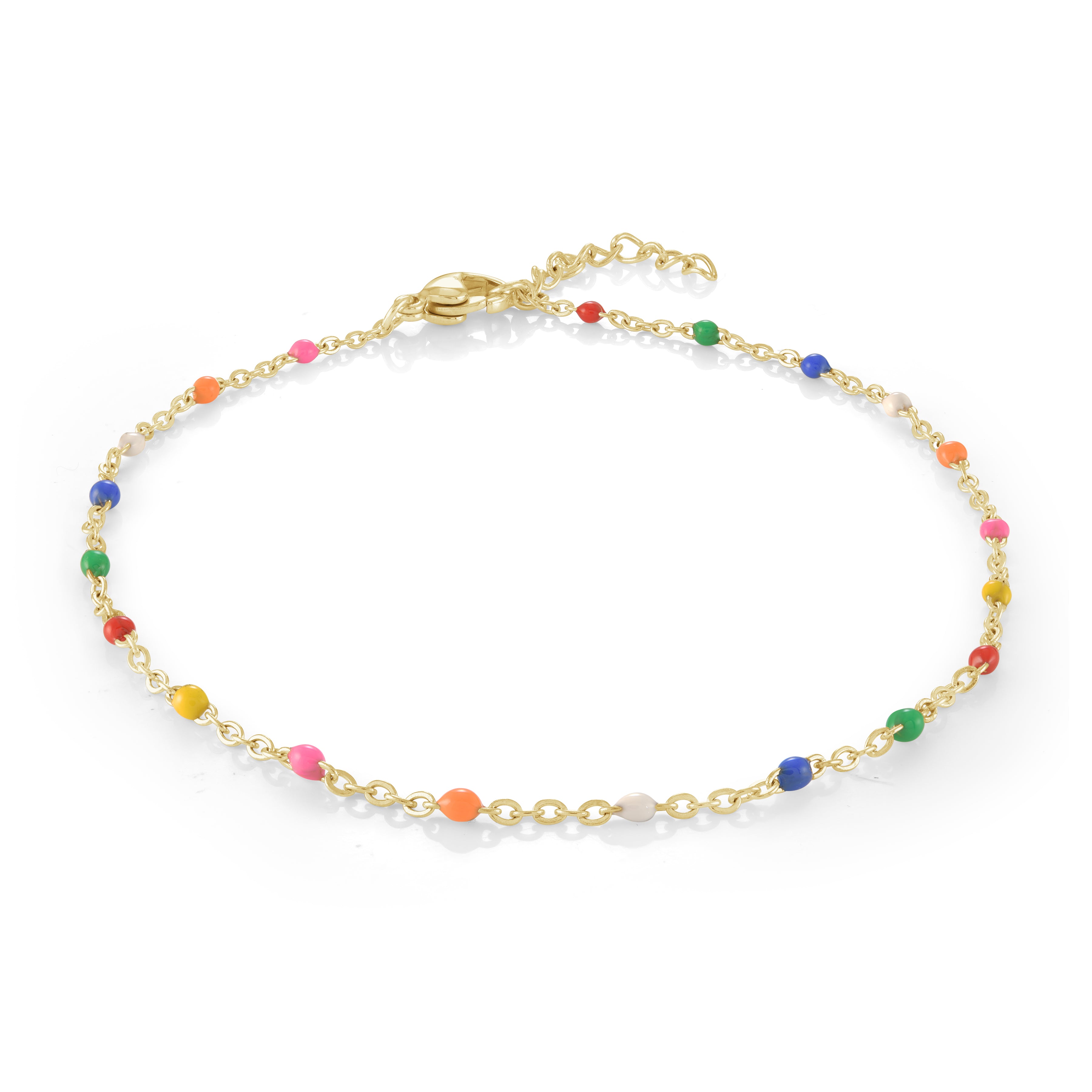 Multi Color Enamel Station Adjustable Anklet