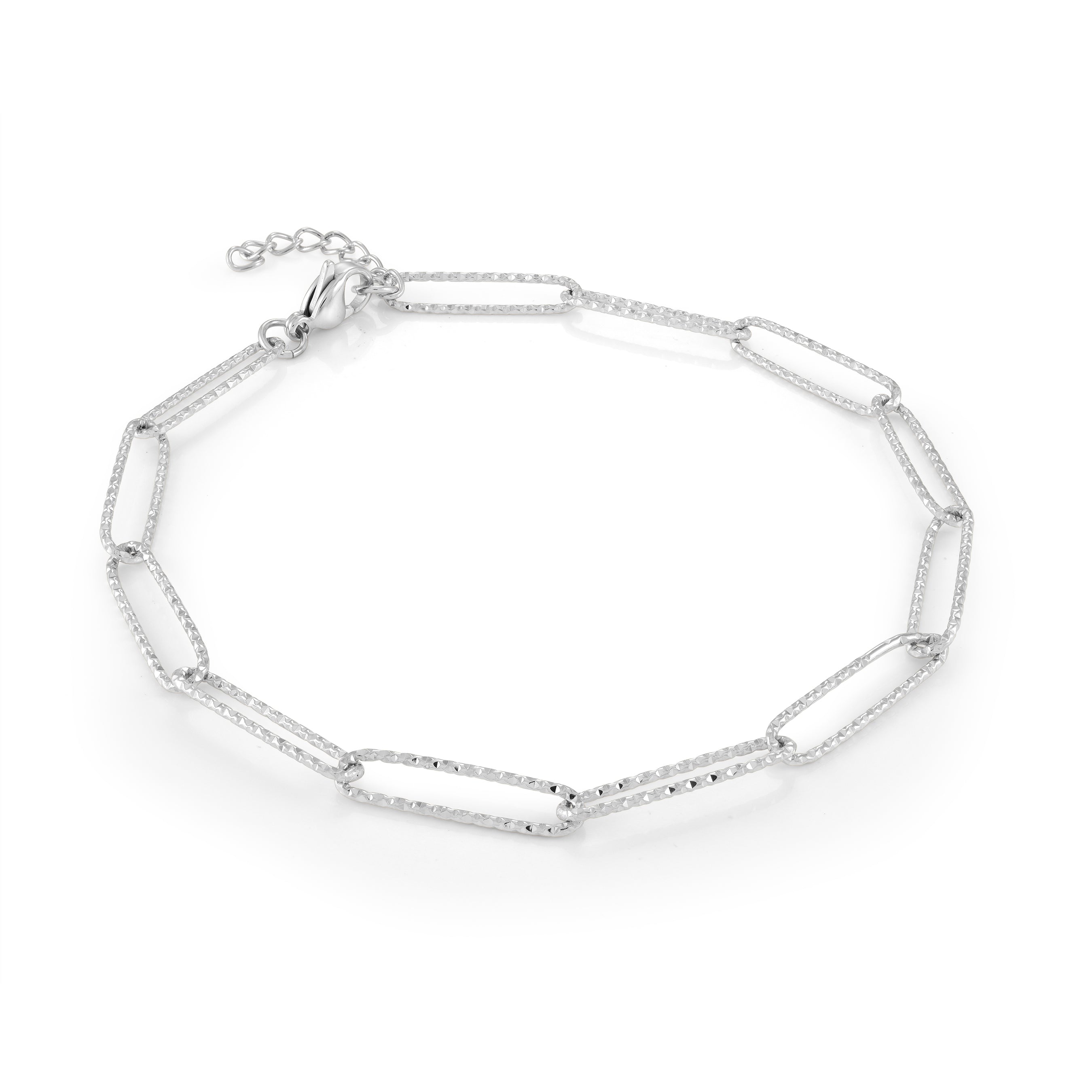 Oval Link Sparkle Anklet