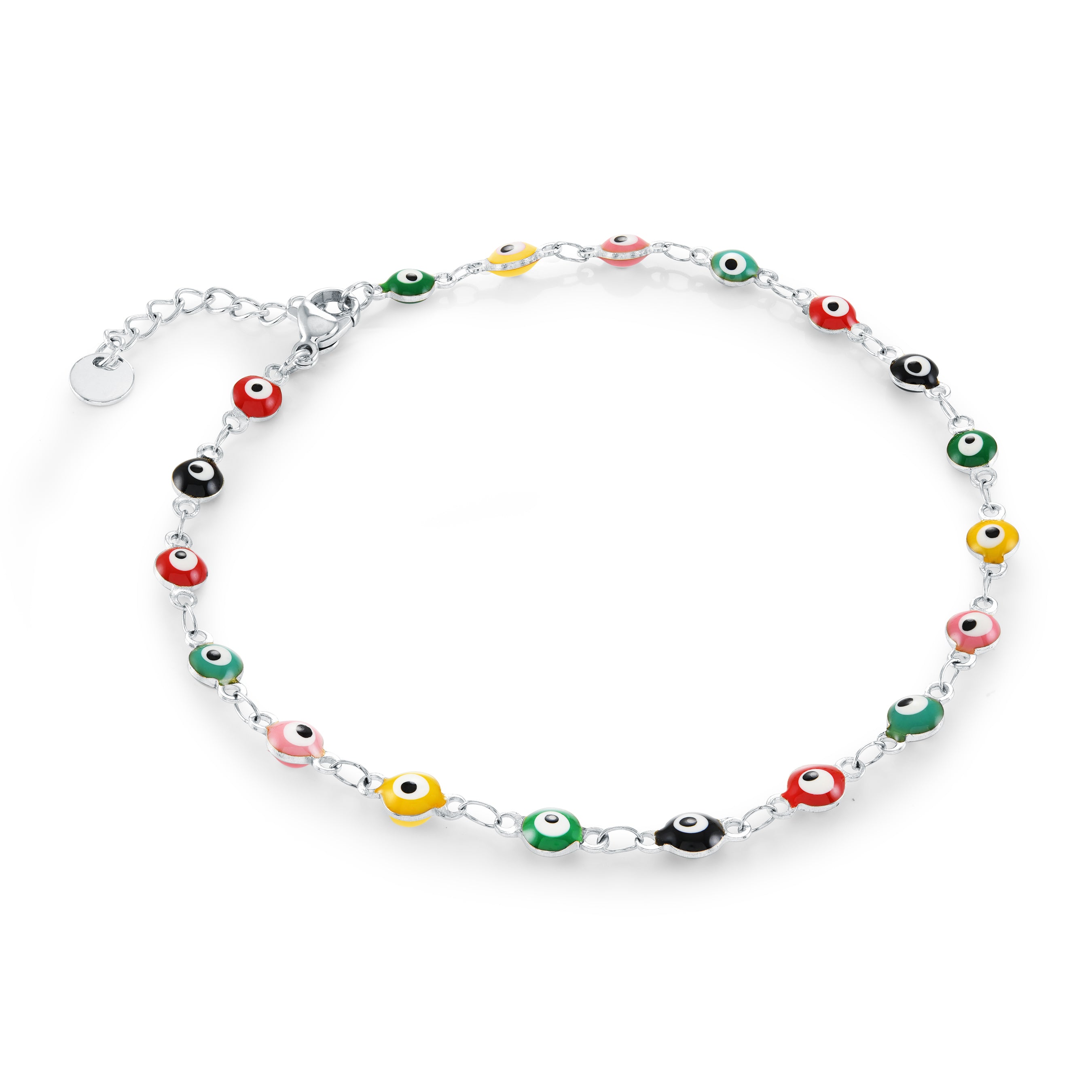 Enamel Evil-Eye Anklet