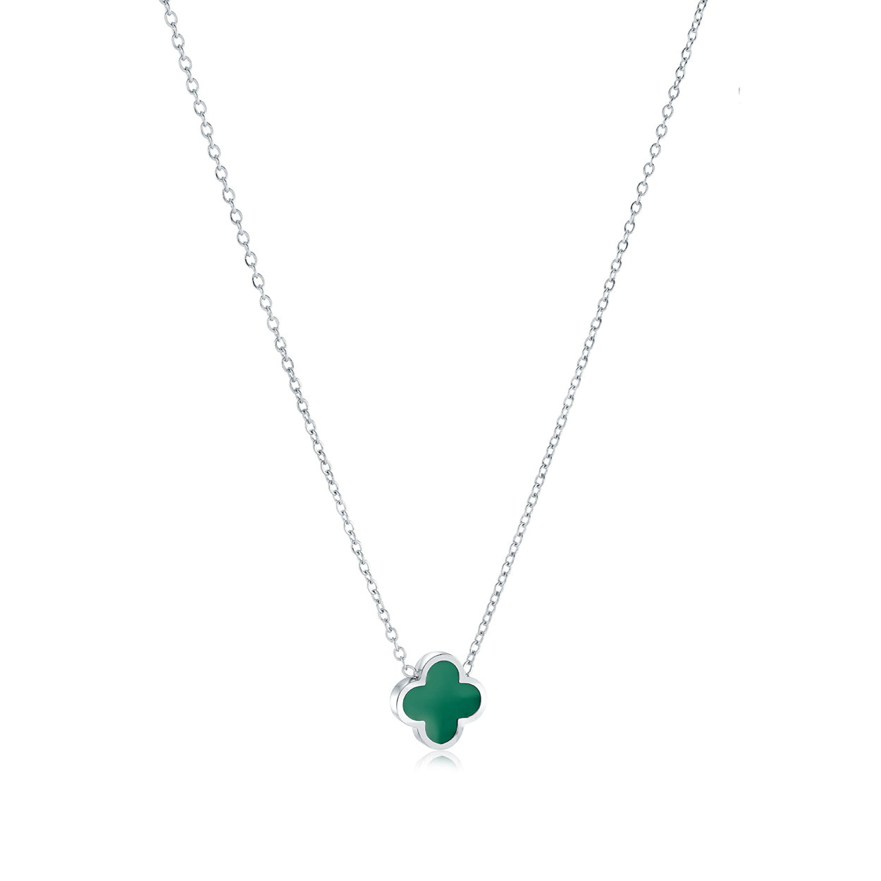 10mm Color-Enamel Lucky-Clover Necklace