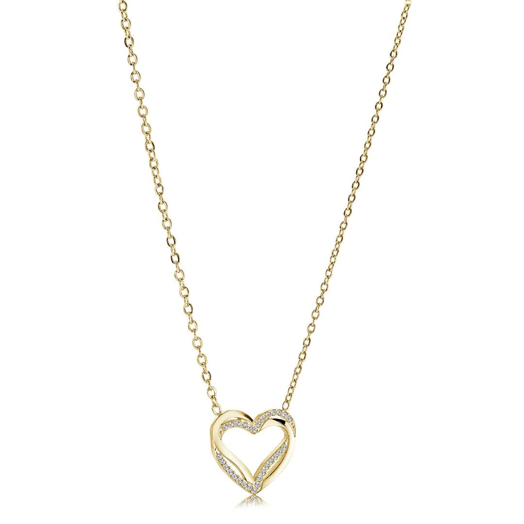 Double Heart Cz Necklace