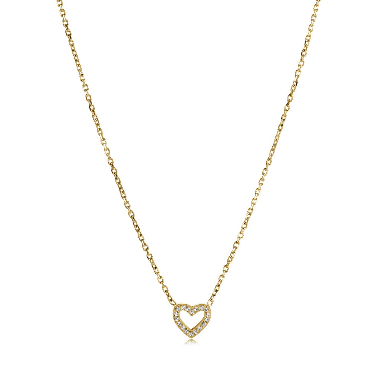 White Cz Heart-Outline Pendant