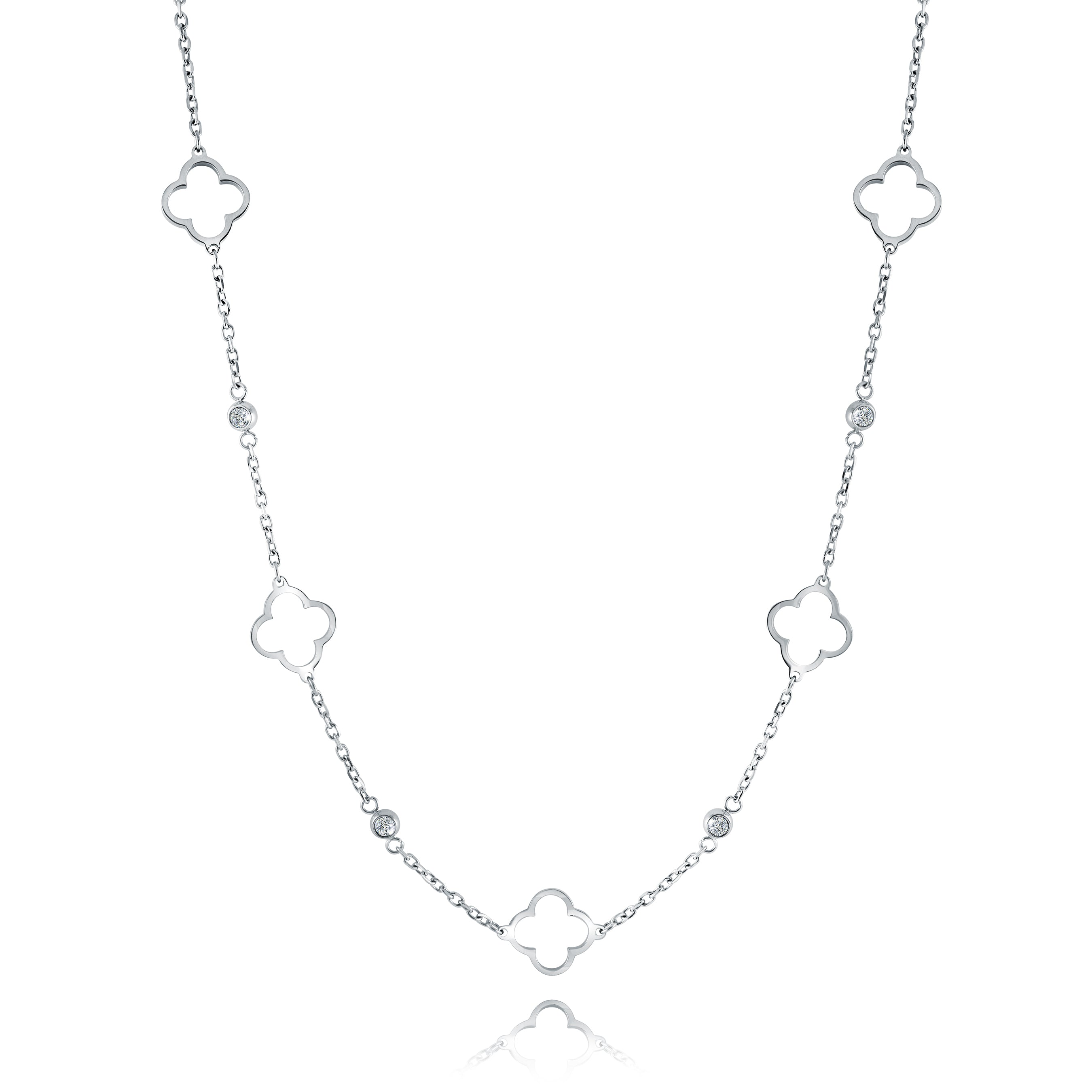 Lucky Clover Cz Chain Necklace