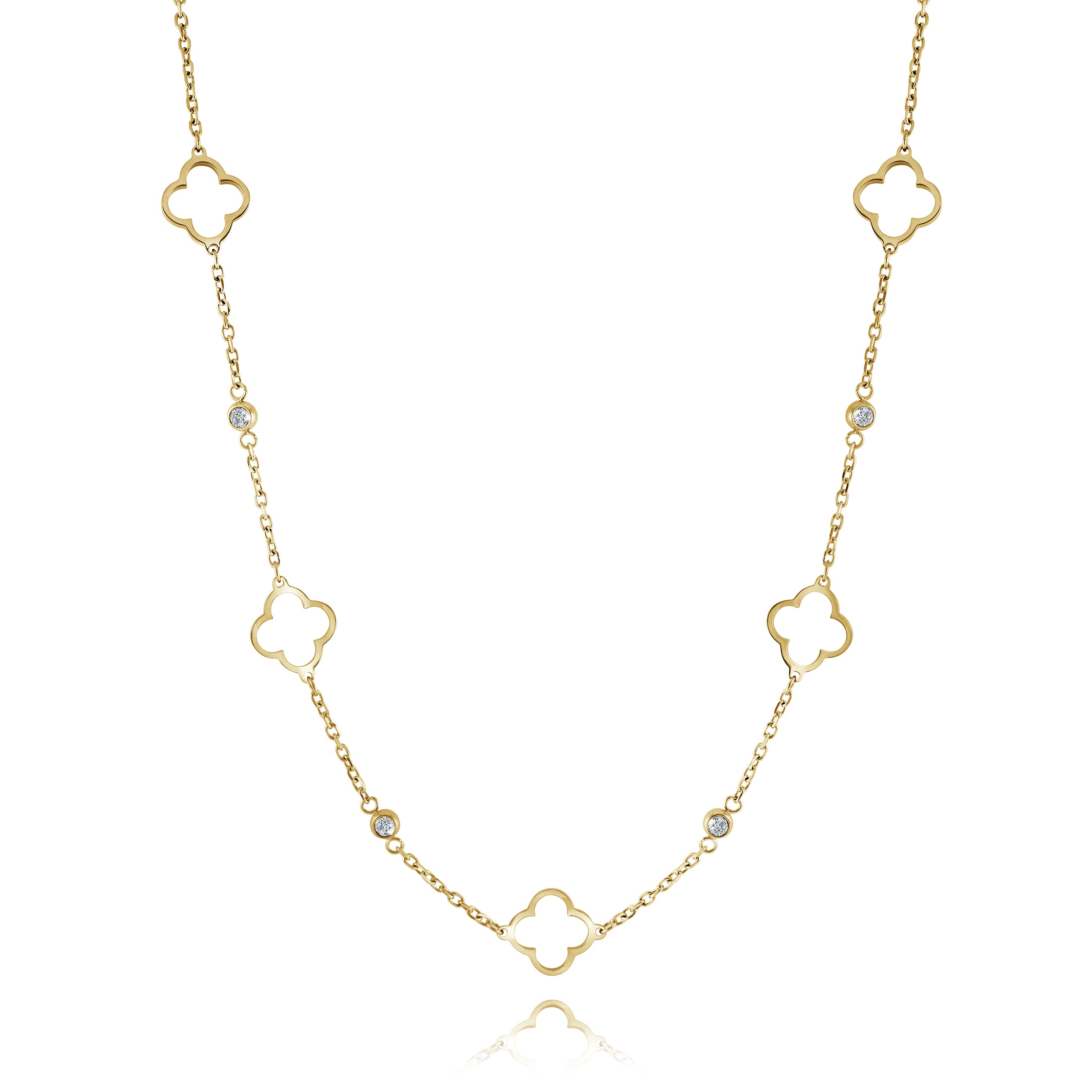 Lucky Clover Cz Chain Necklace