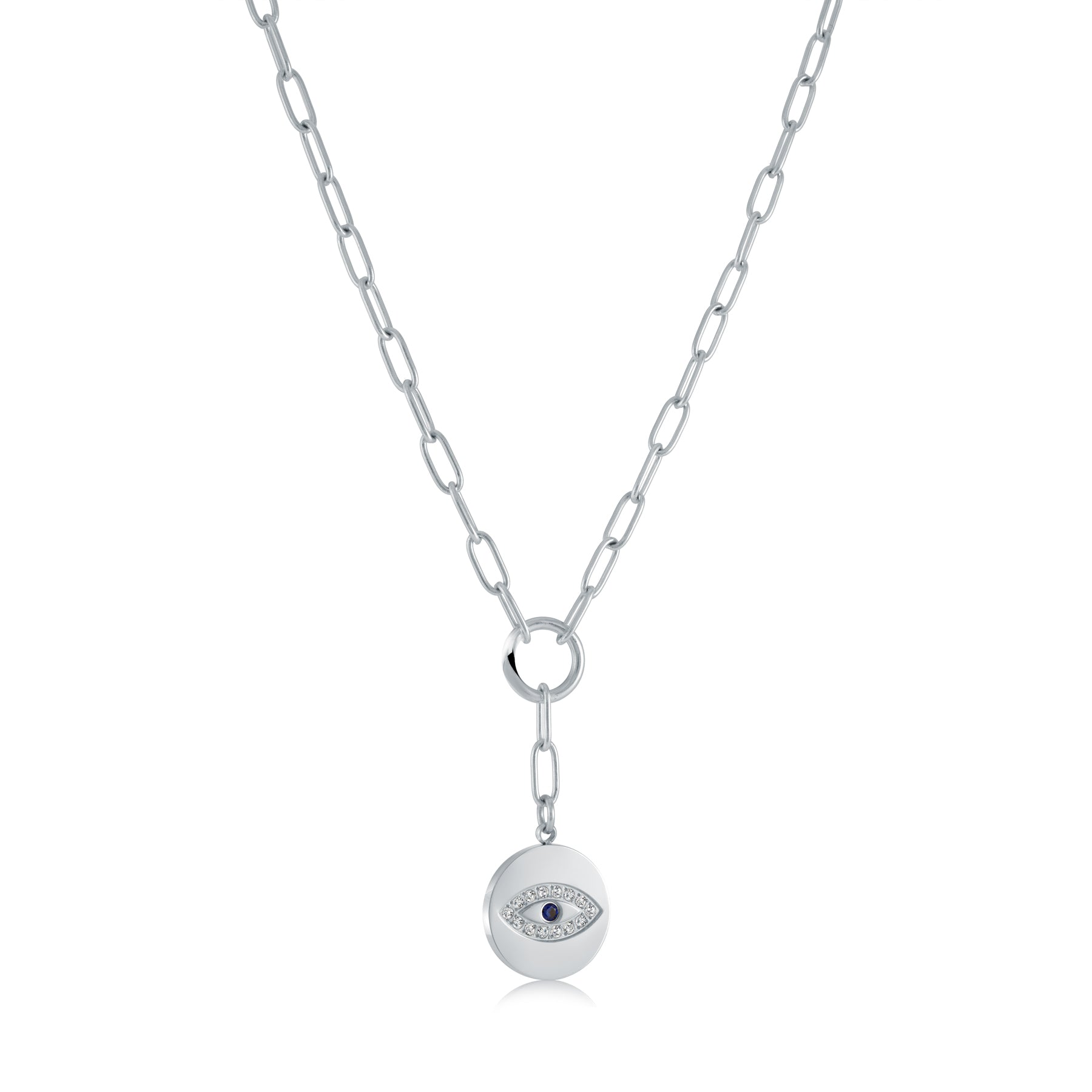 Evil Eye Blue Cz Chain Necklace