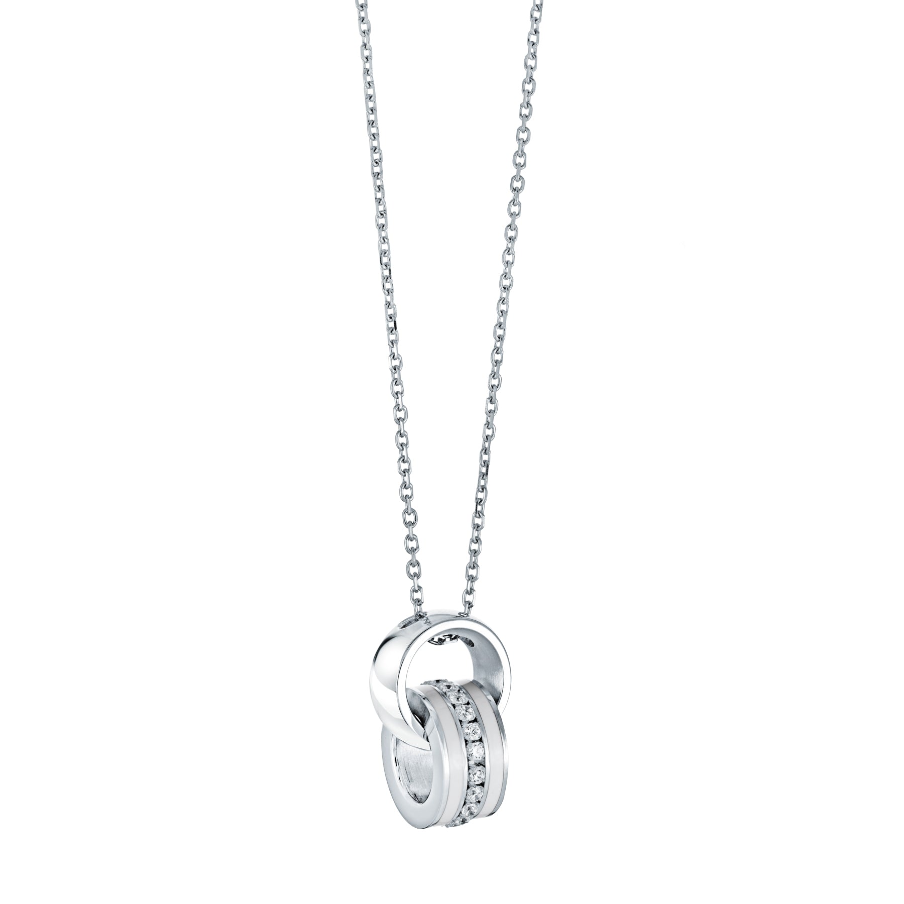 Double Halo Enamel and Cz Necklace