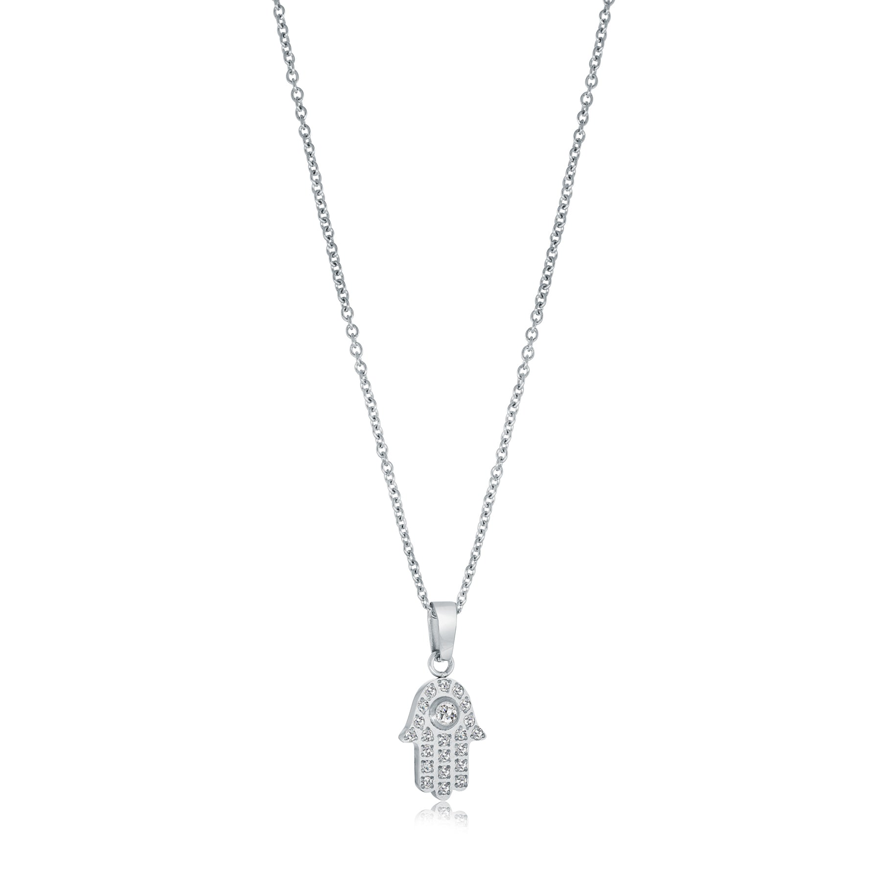 Hamsa Cz Pendant Necklace