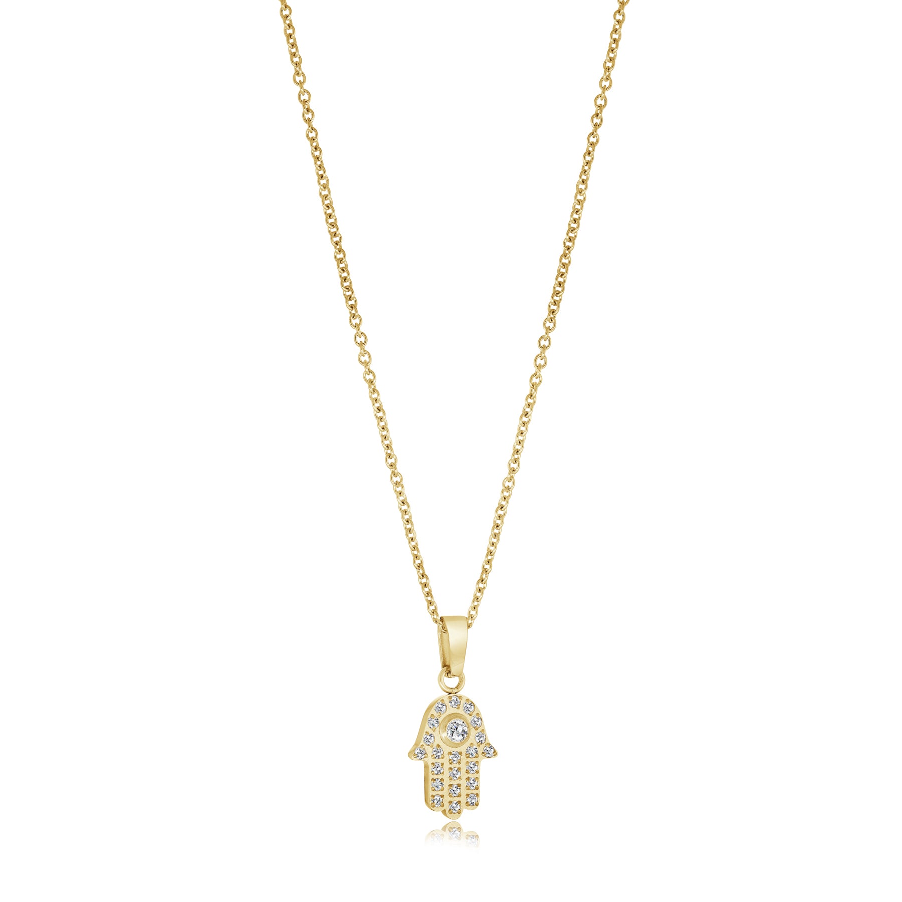 Hamsa Cz Pendant Necklace